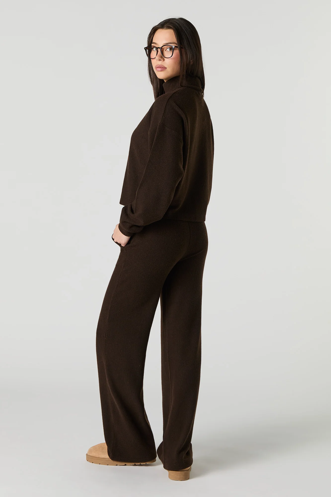 Pantalon en tricot côtelé et jambe large - Image 10