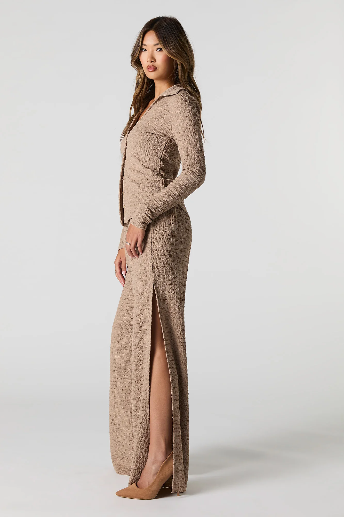 Textured Slit Wide Leg Pant - Image 7