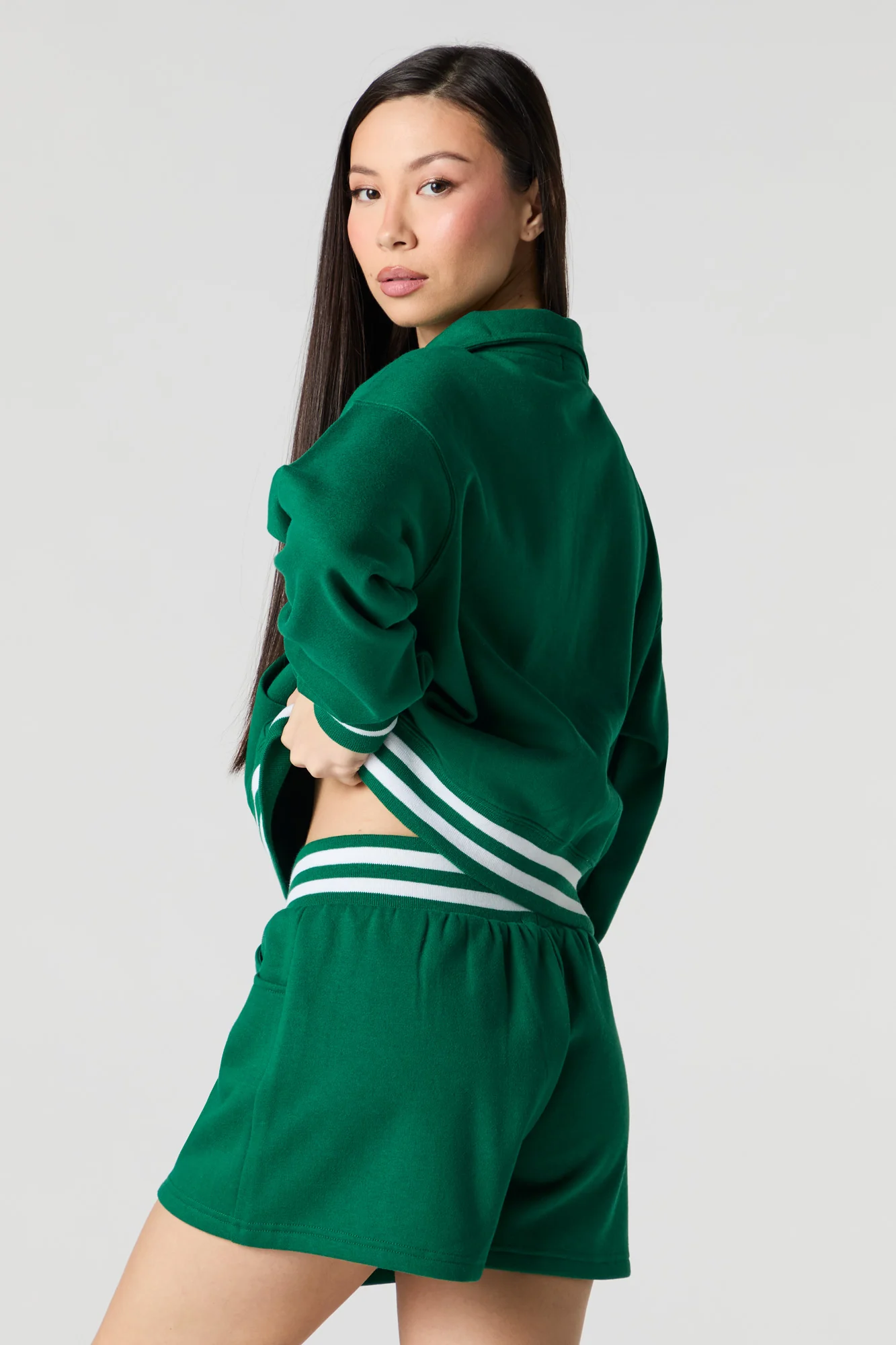 Active Striped Waist Fleece Short - Image 2