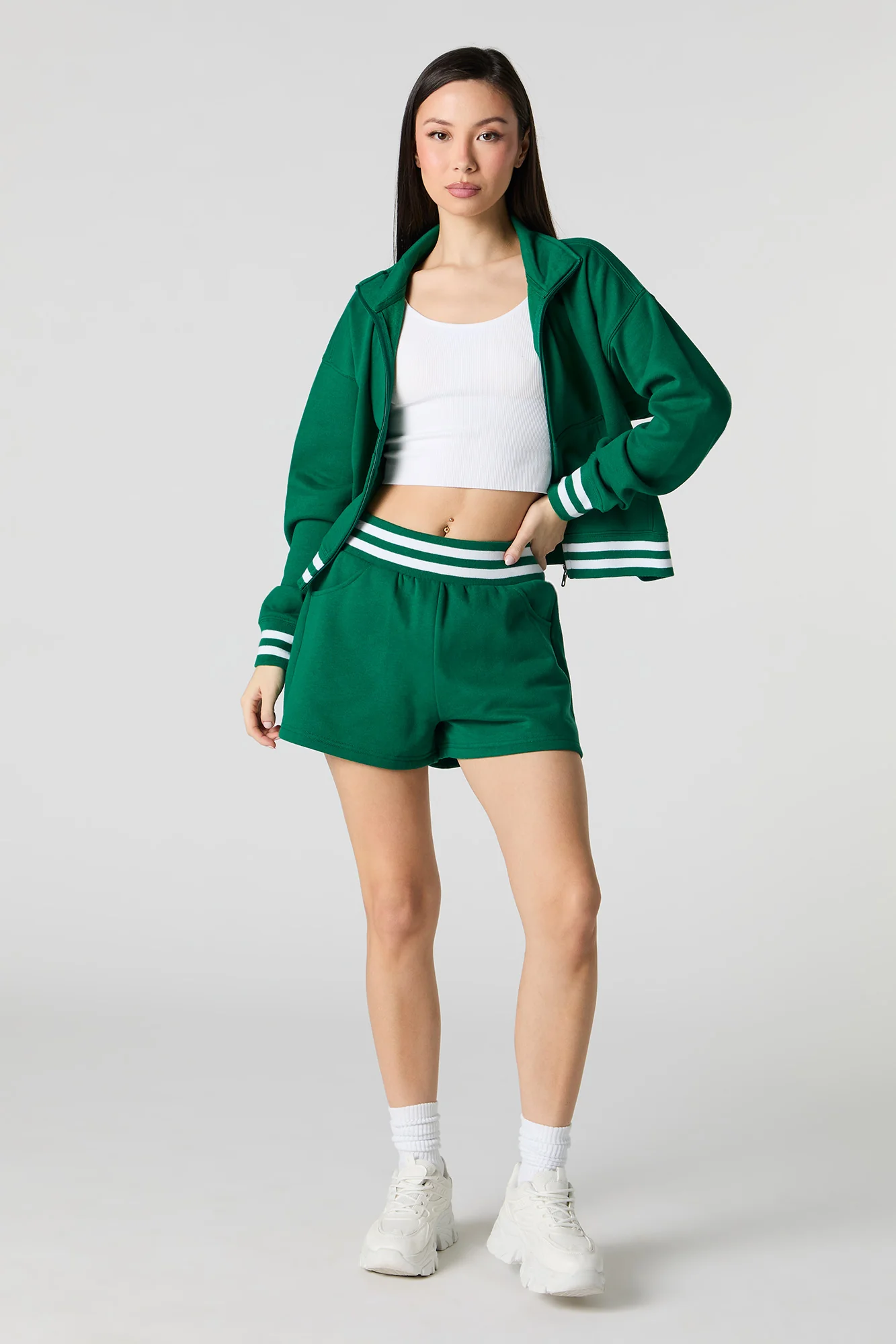Active Striped Waist Fleece Short - Image 3