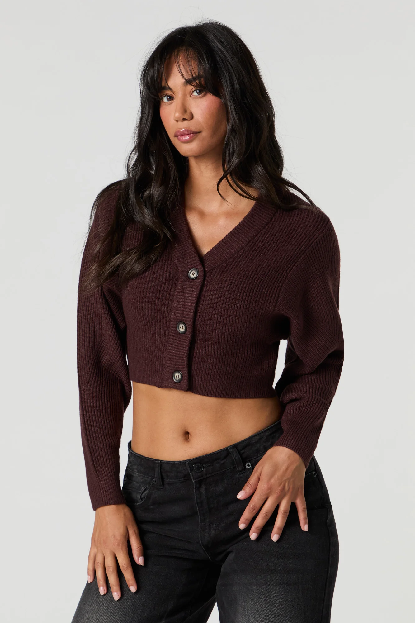 Ribbed Knit Cropped Cardigan