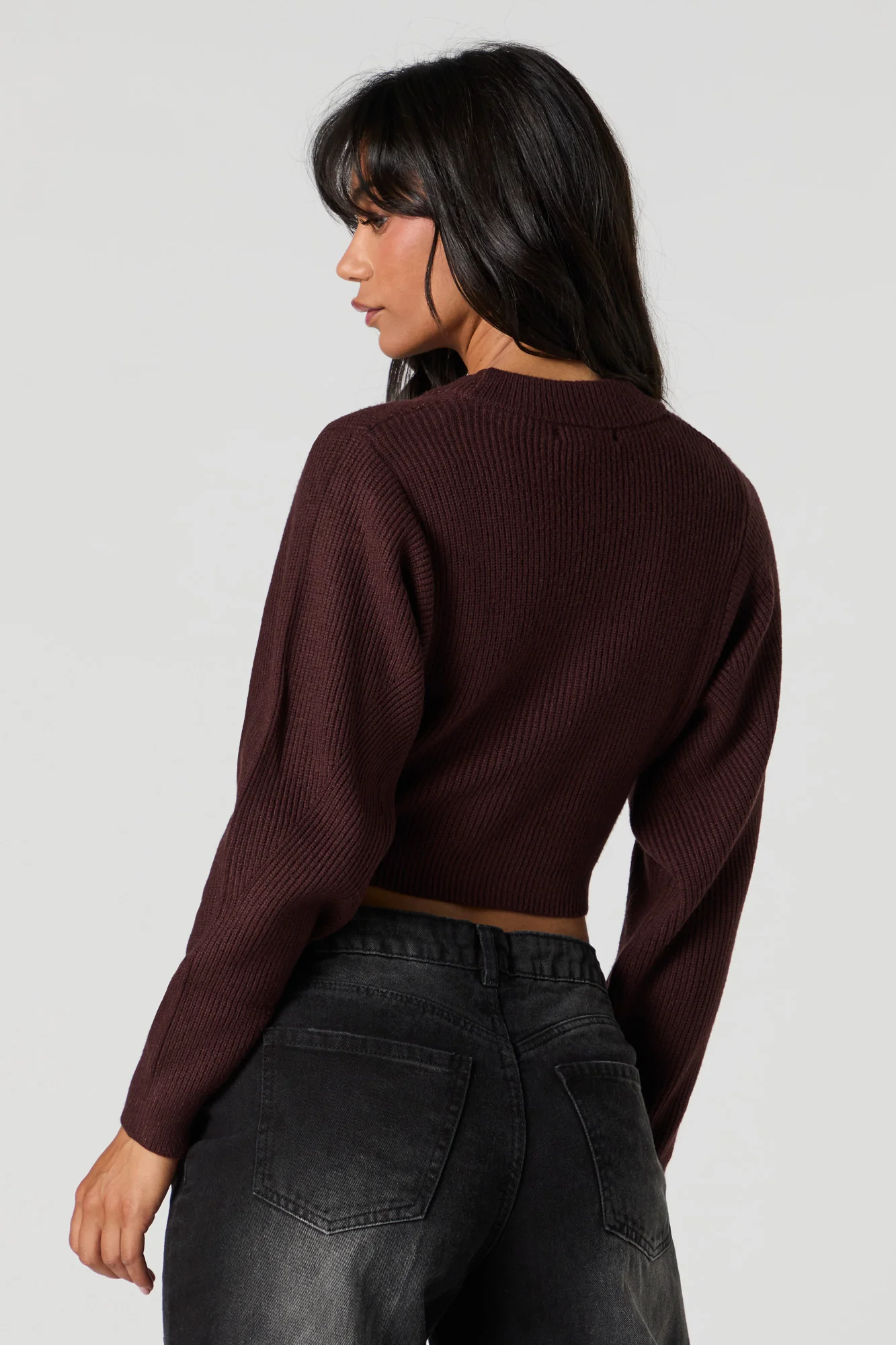 Ribbed Knit Cropped Cardigan - Image 2