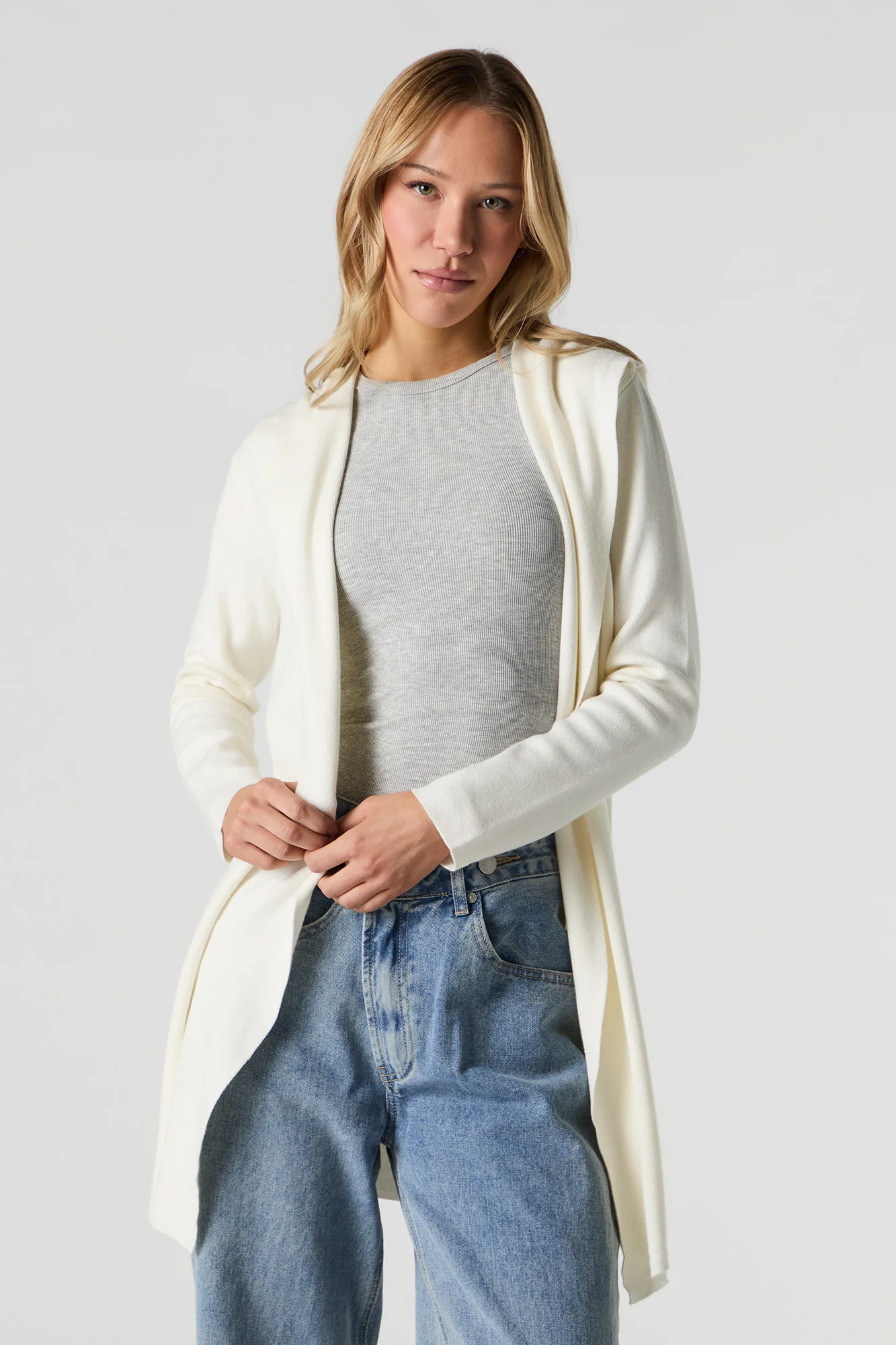 Cardigan ouvert long à capuchon - Image 10