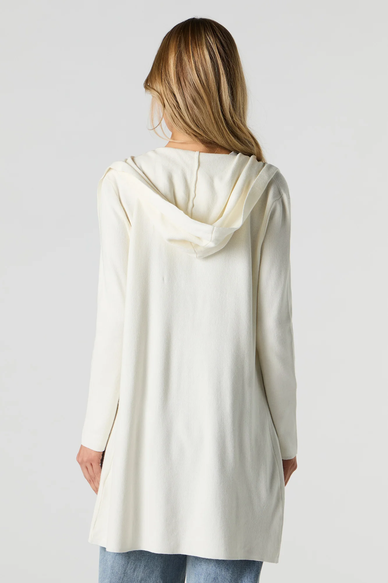 Open Front Hooded Longline Cardigan - Image 11