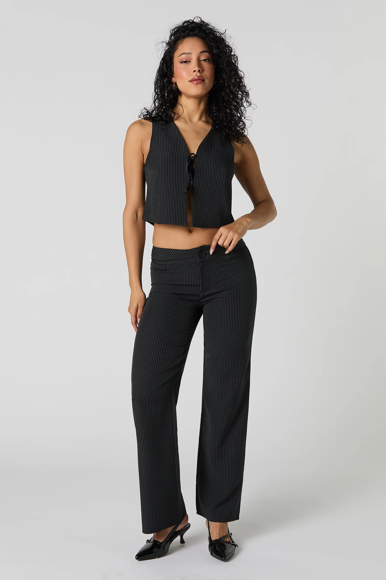 Veste à fines rayures avec attache - Image 3