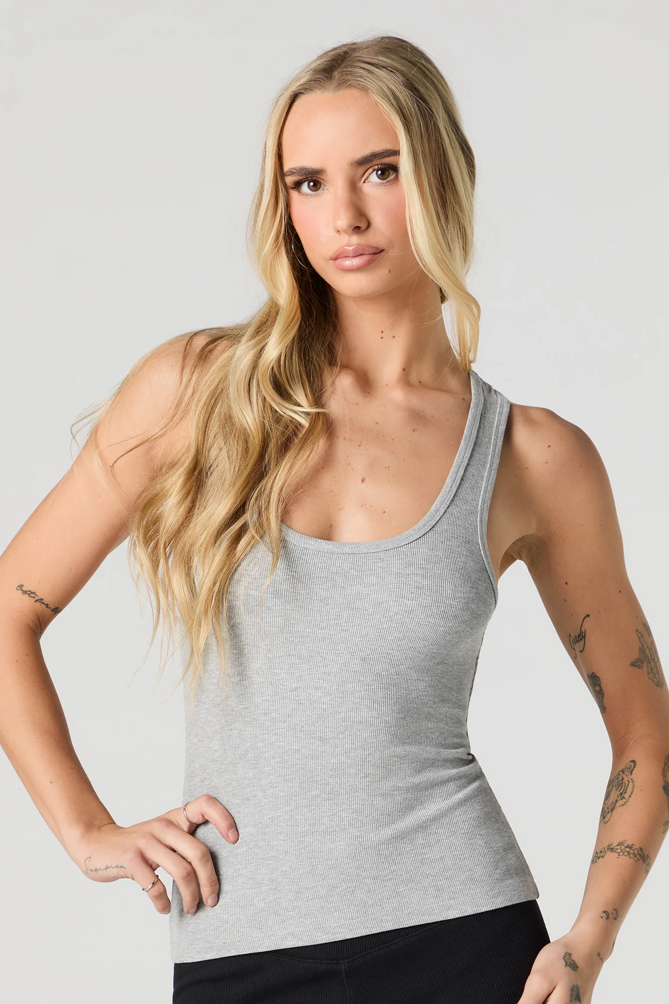 Ribbed Scoop Neck Racerback Tank - Image 10