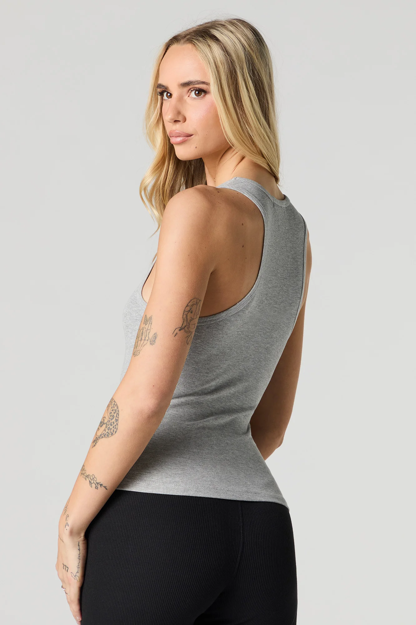Ribbed Scoop Neck Racerback Tank - Image 11