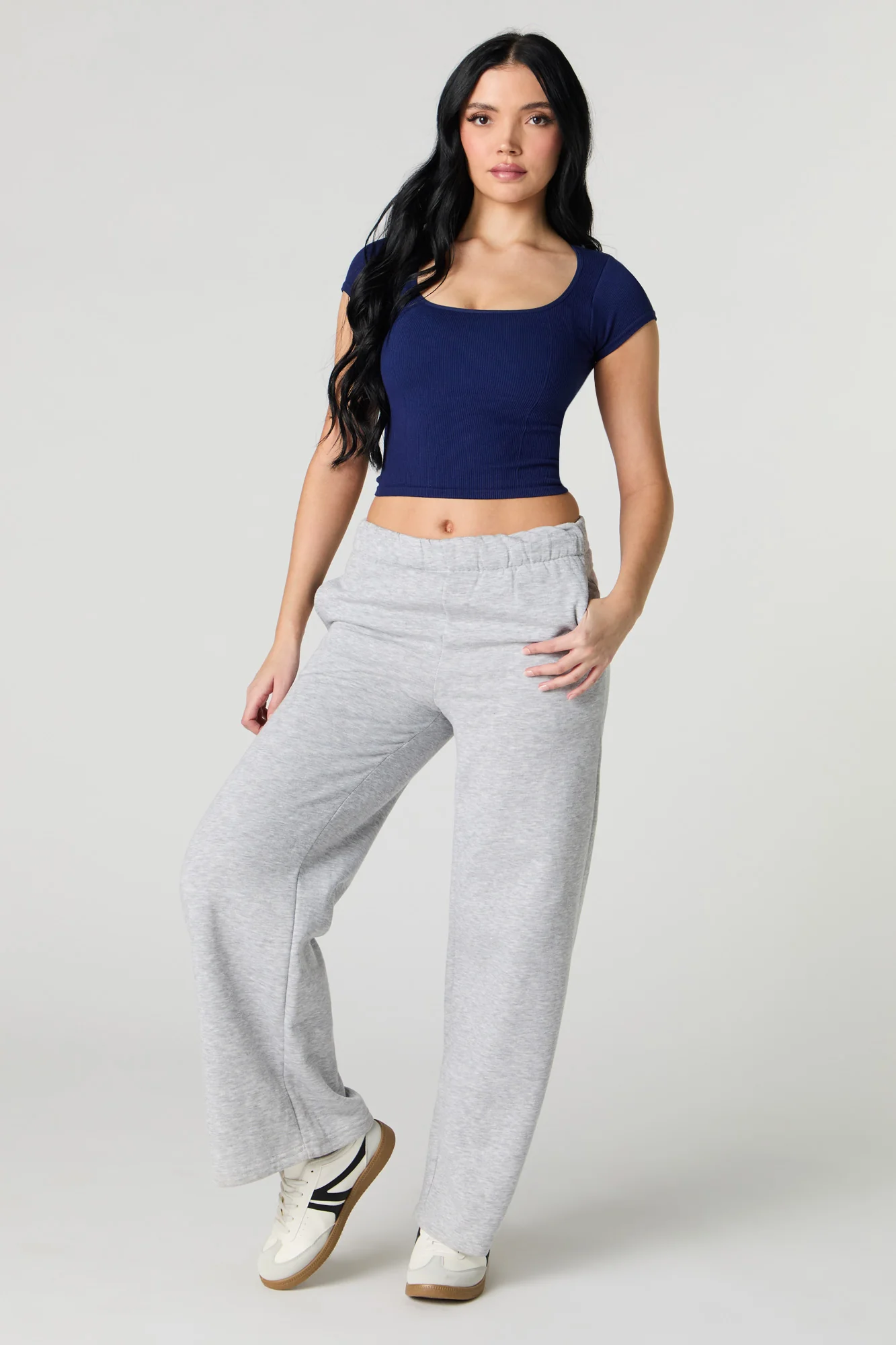 Seamless Ribbed Square Neck Baby Tee - Image 15