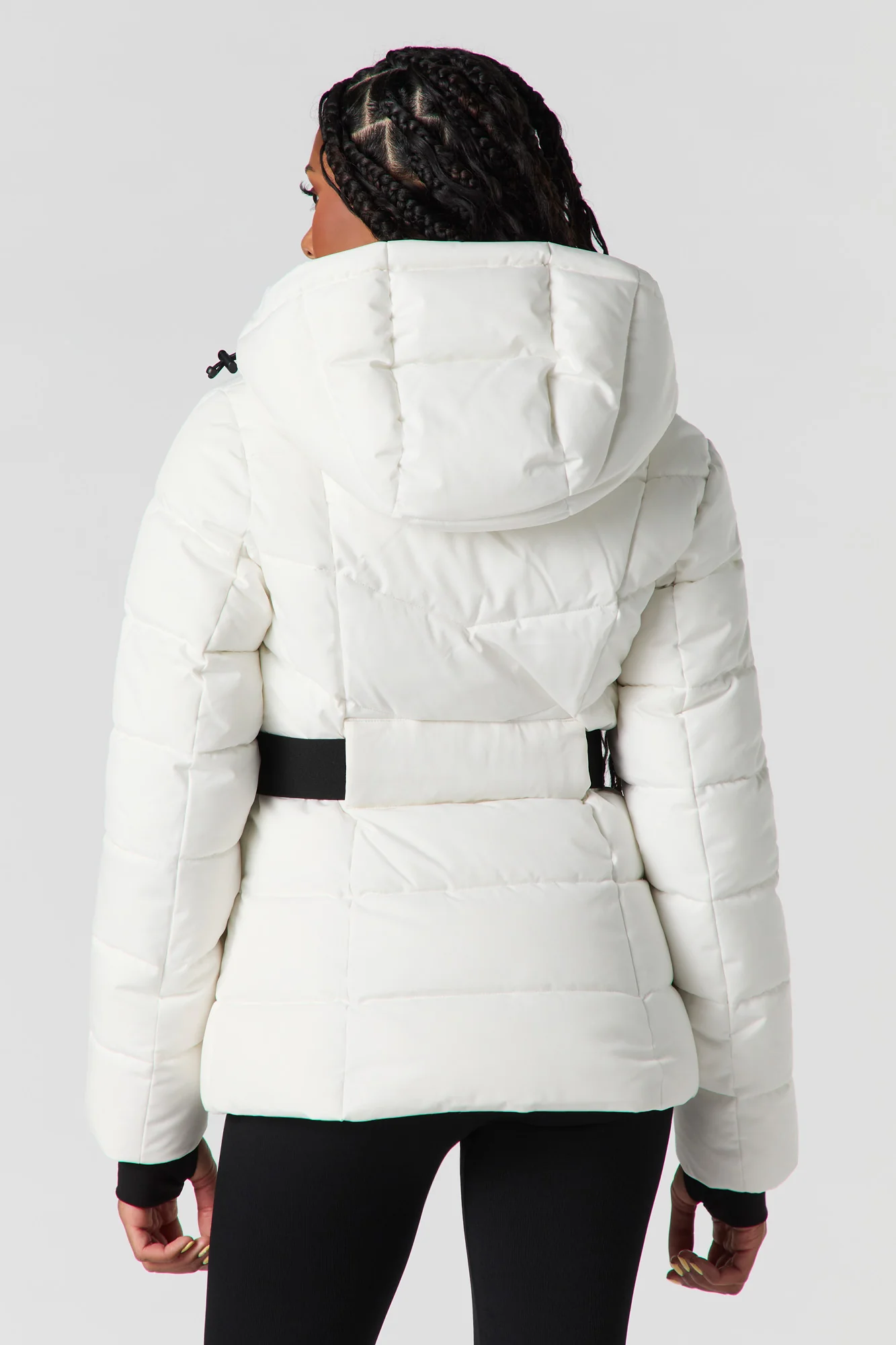 Hooded Belted Puffer Jacket - Image 3