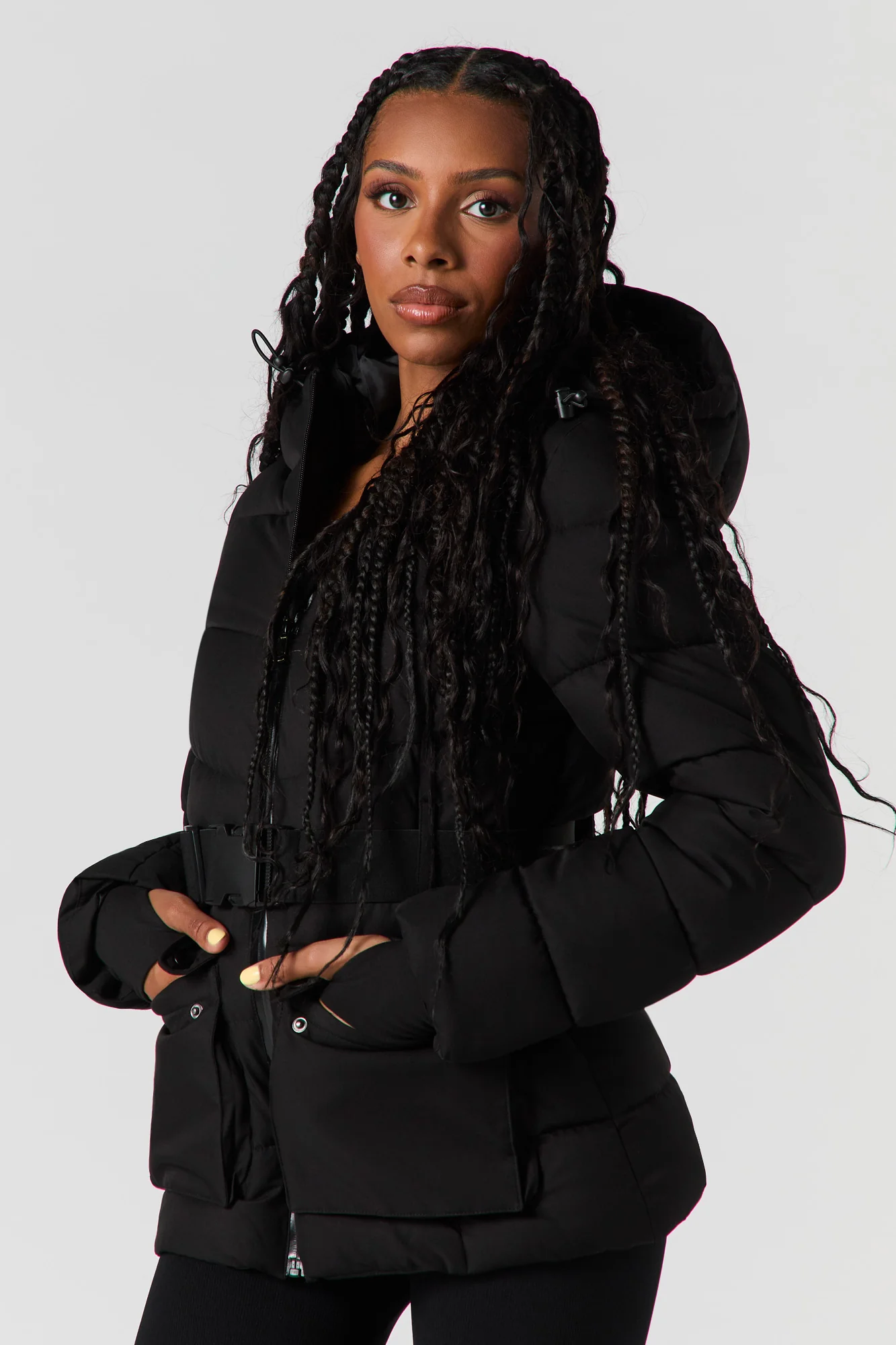 Hooded Belted Puffer Jacket - Image 8
