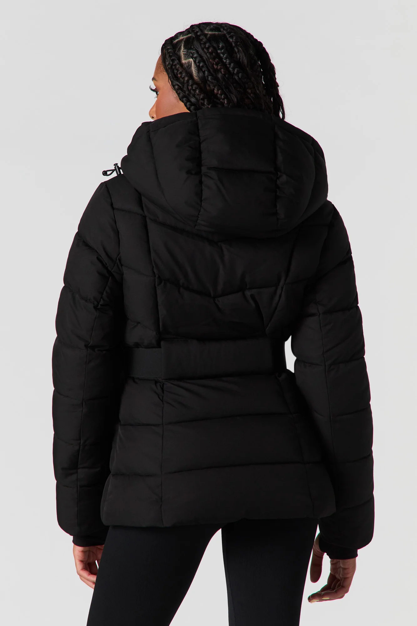 Hooded Belted Puffer Jacket - Image 9