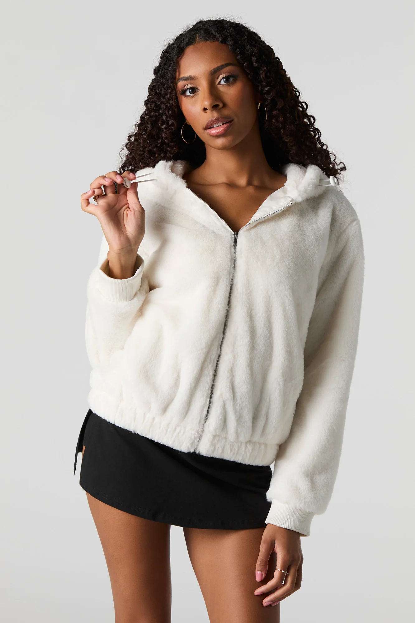 Faux Fur Zip-Up Jacket