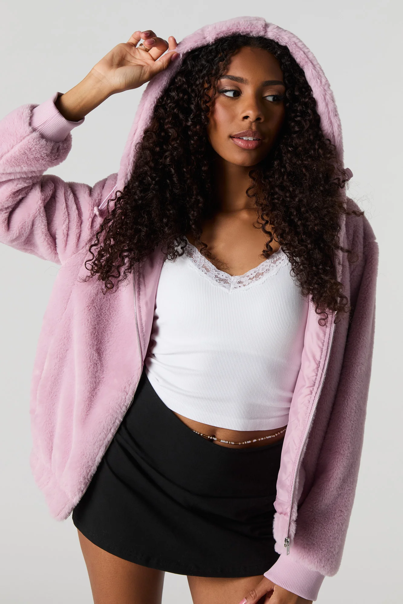 Faux Fur Zip-Up Jacket - Image 4