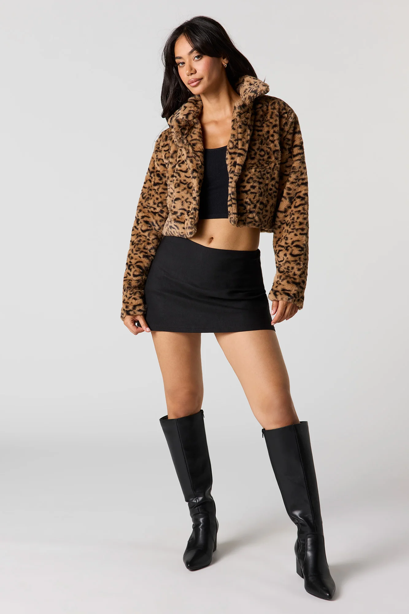 Faux Fur Cropped Jacket - Image 10