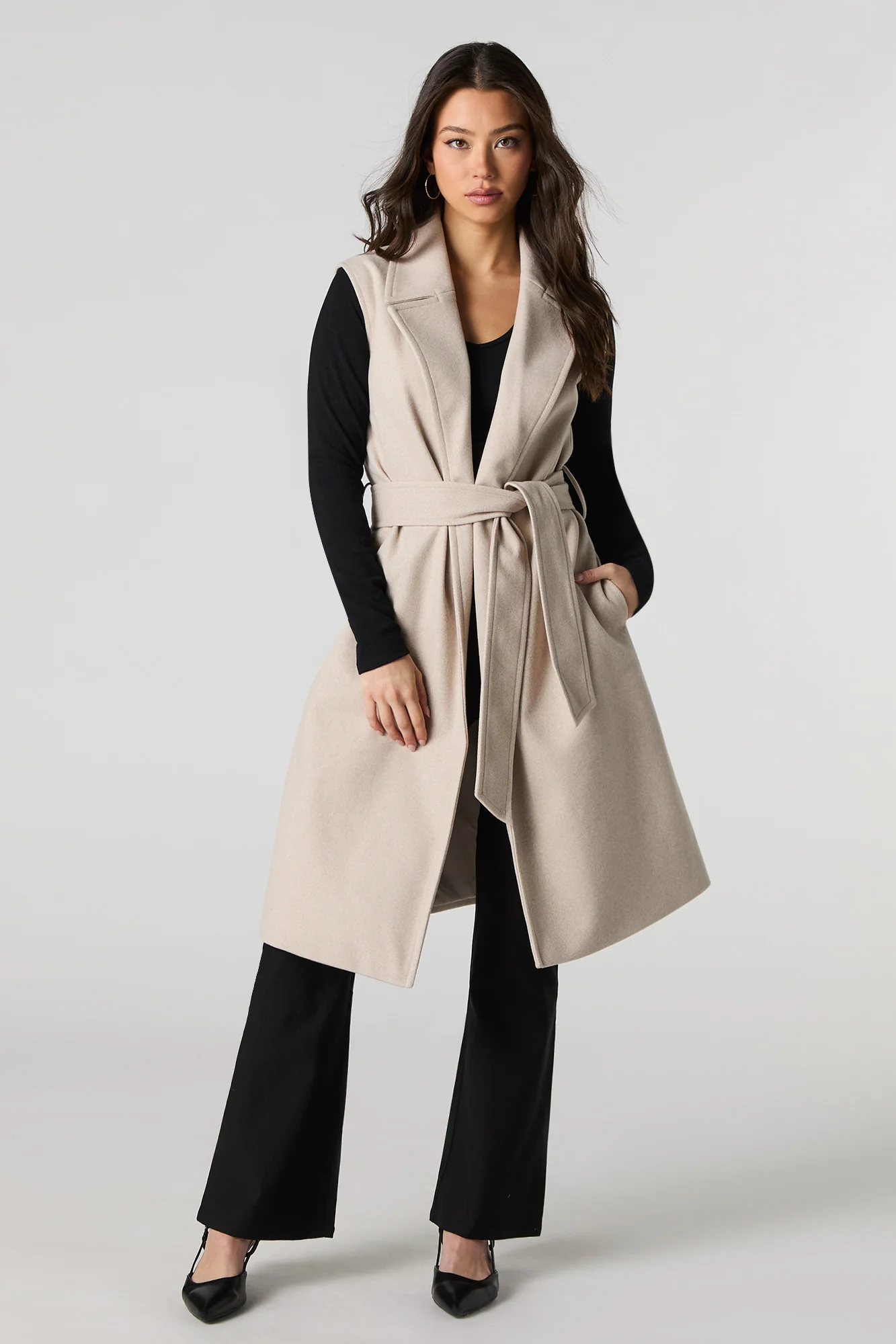 Gilet long avec ceinture