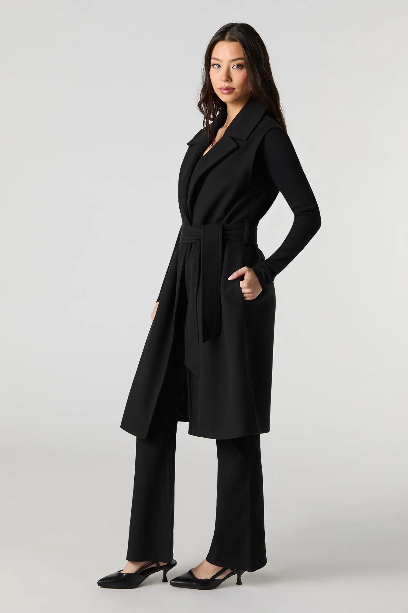 Gilet long avec ceinture - Image 3