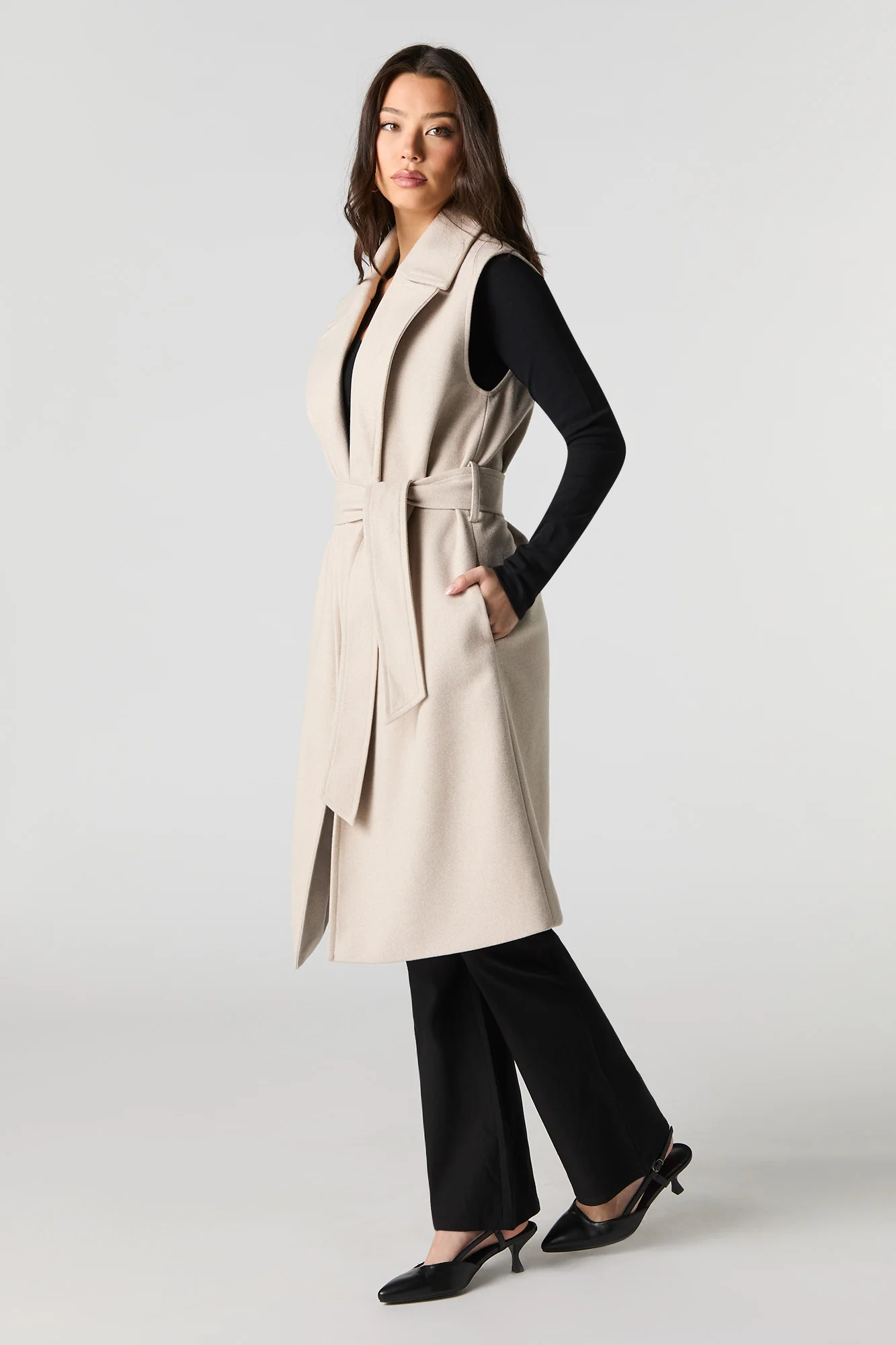 Gilet long avec ceinture - Image 8