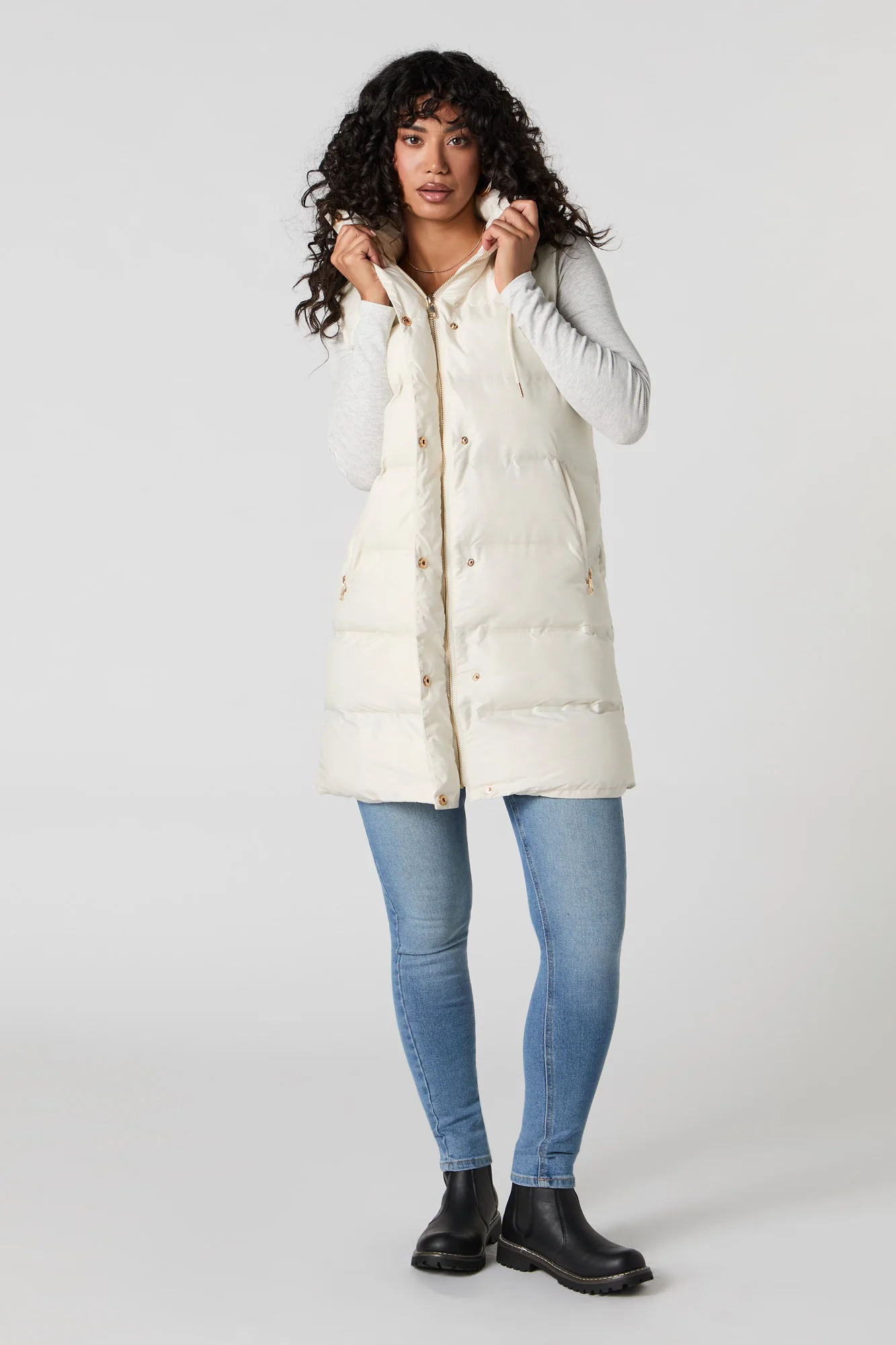 Hooded Longline Puffer Vest - Image 10