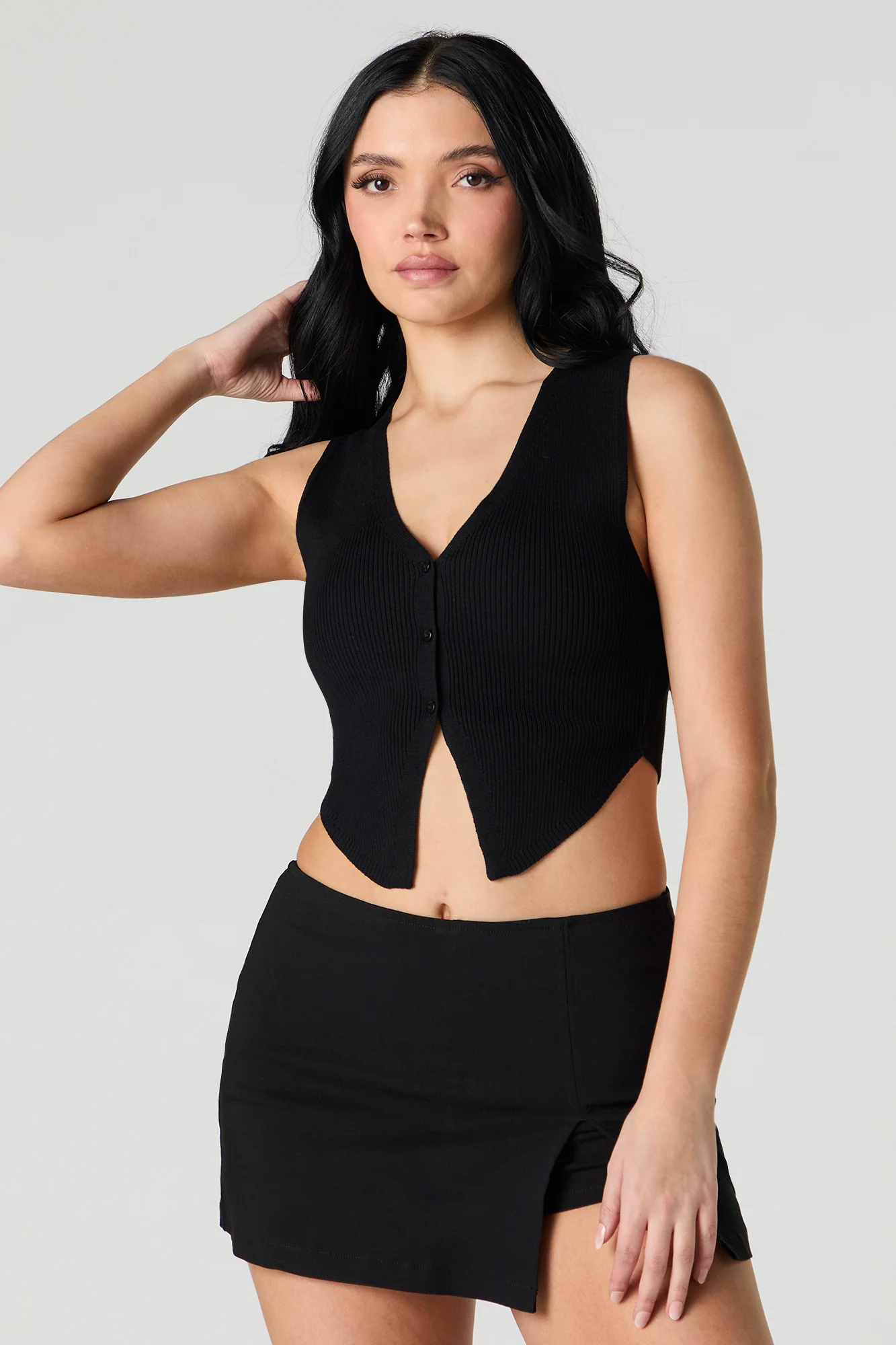 Ribbed Knit Cropped Vest - Image 4