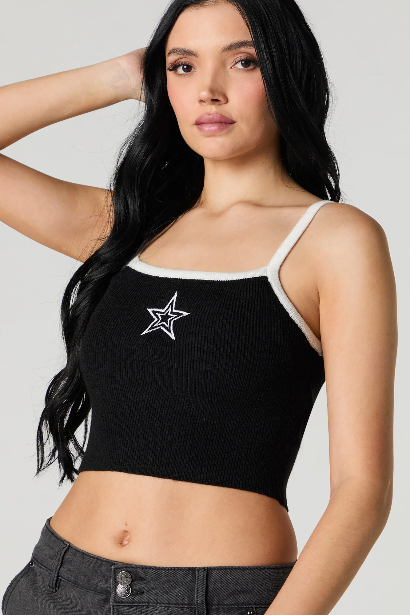 Star Embroidered Ribbed Knit Tank - Image 4