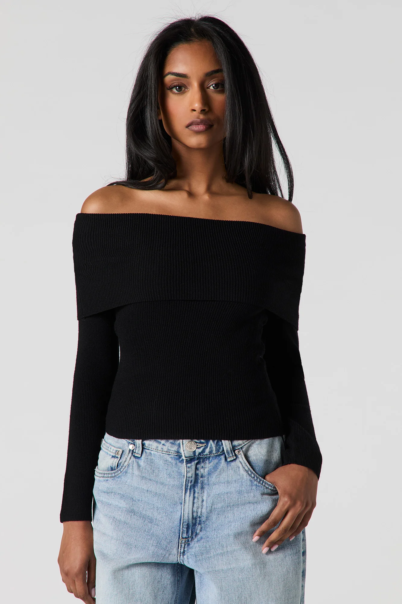 Ribbed Knit Off Shoulder Top - Image 5