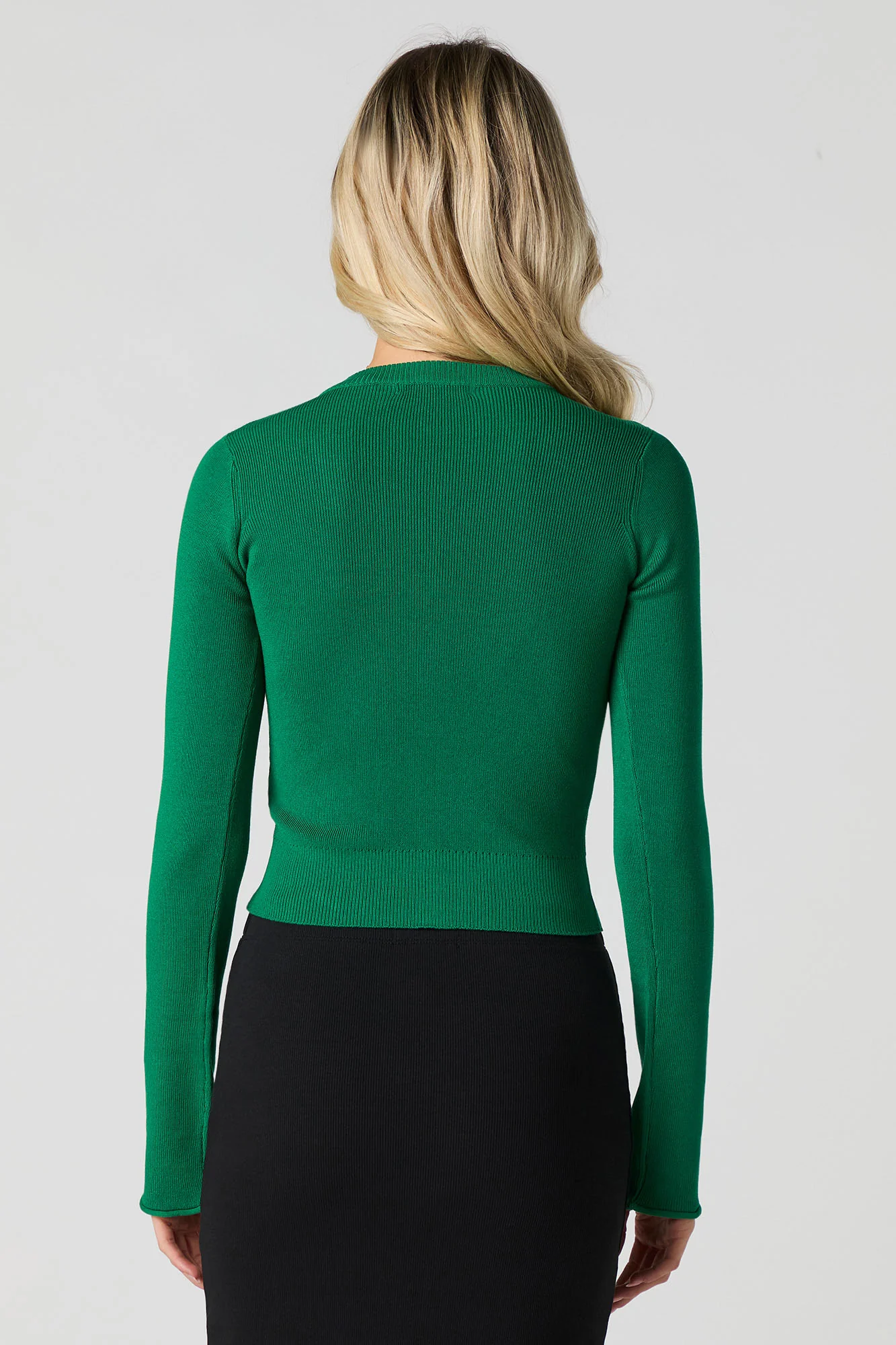 Ribbed Knit V-Neck Sweater - Image 11