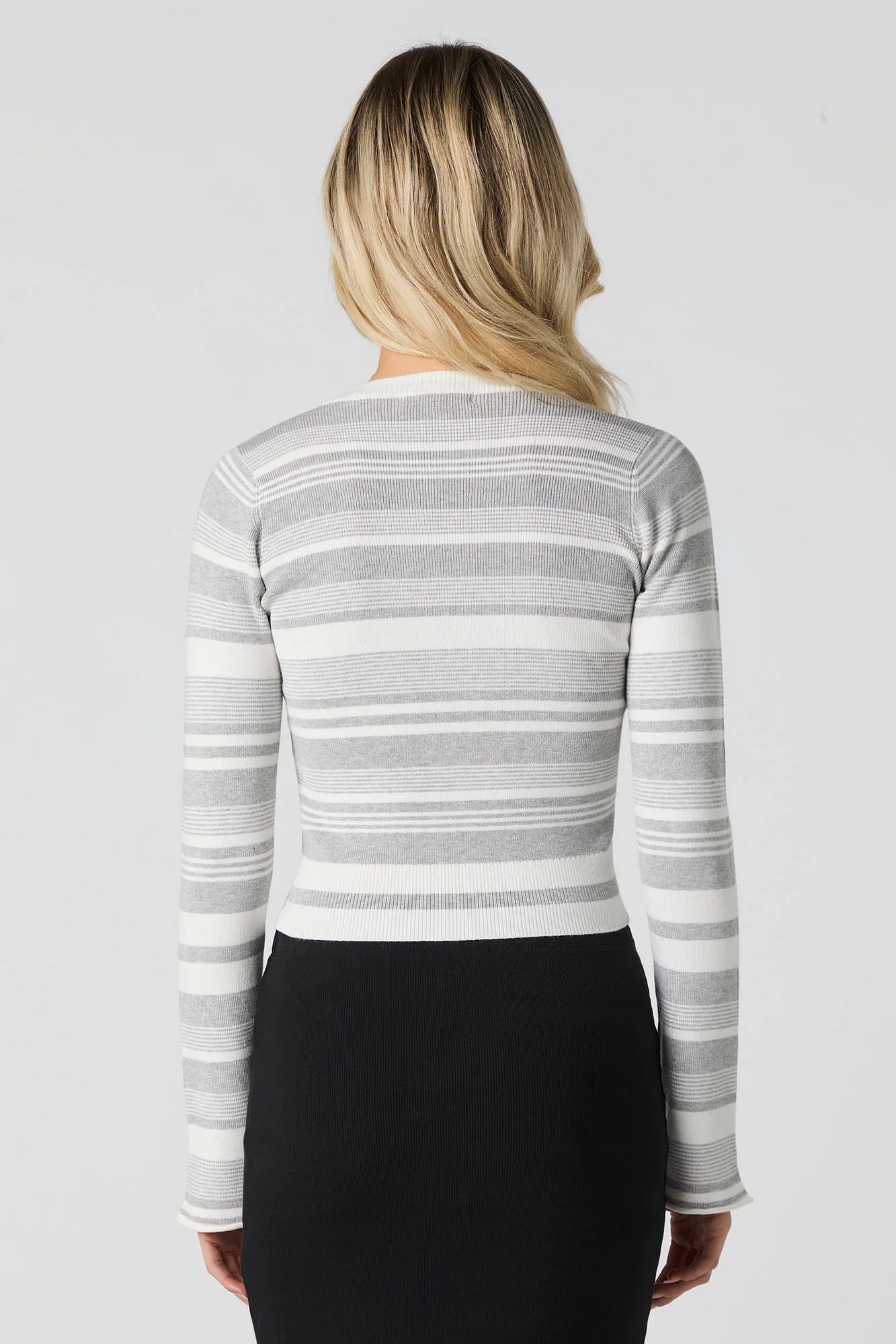 Ribbed Knit V-Neck Sweater - Image 2