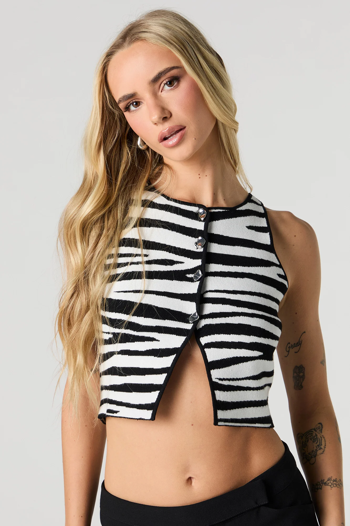 Knit Button Vest Tank - Image 4
