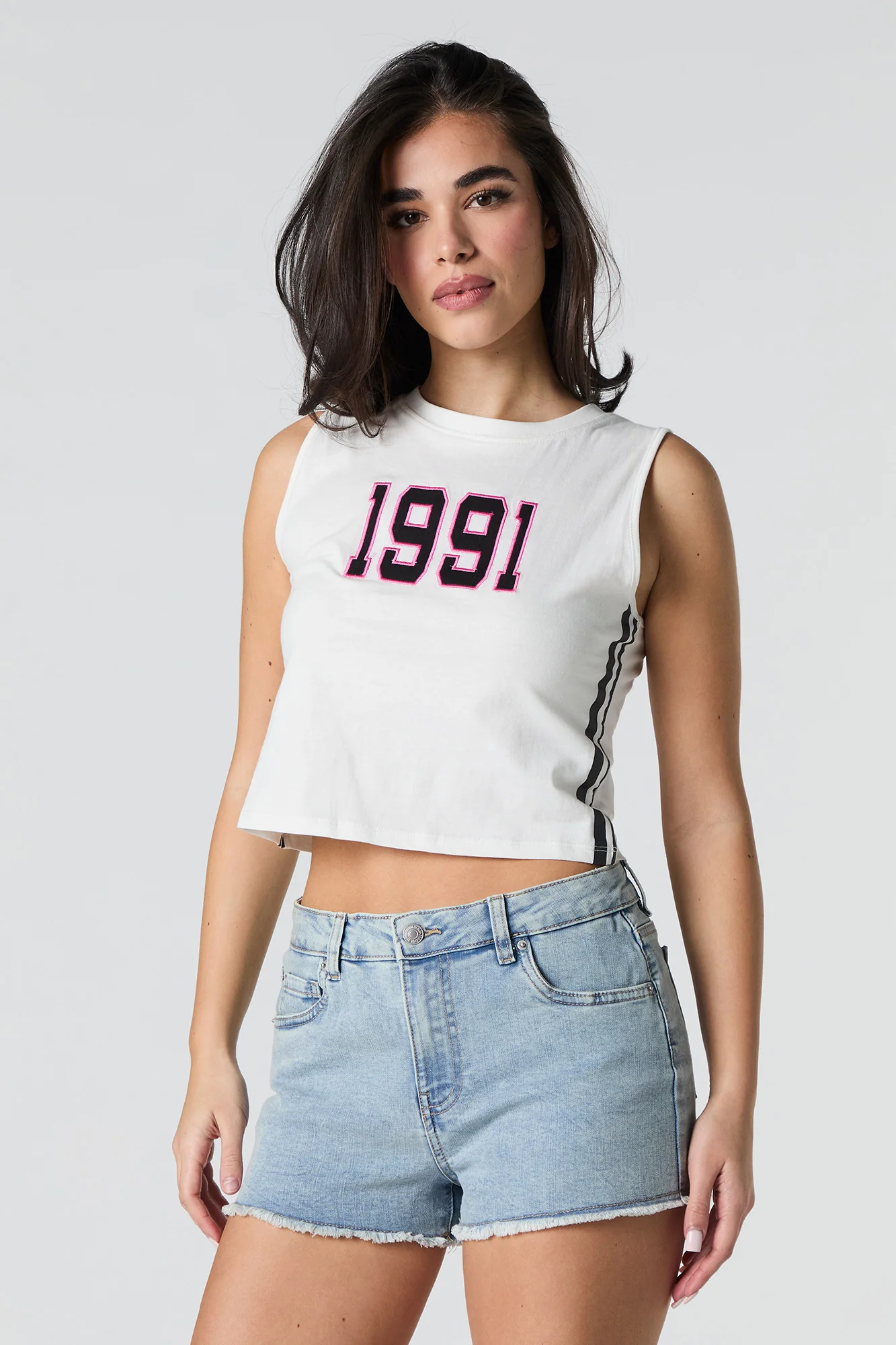 1991 Twill Embroidered Cropped Tank