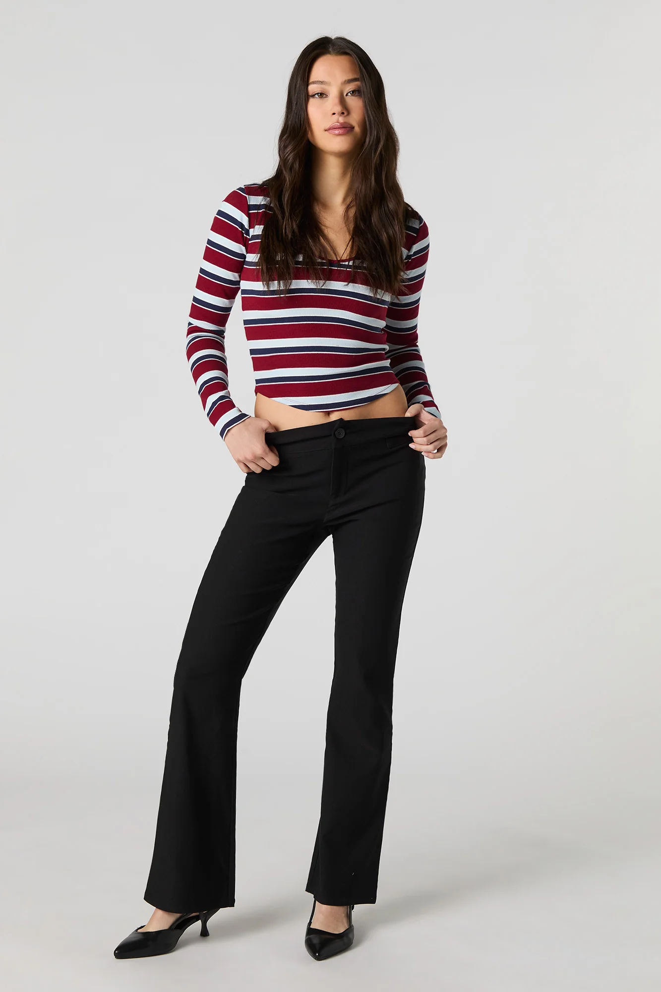 Ribbed Scoop Neck Long Sleeve Top - Image 12