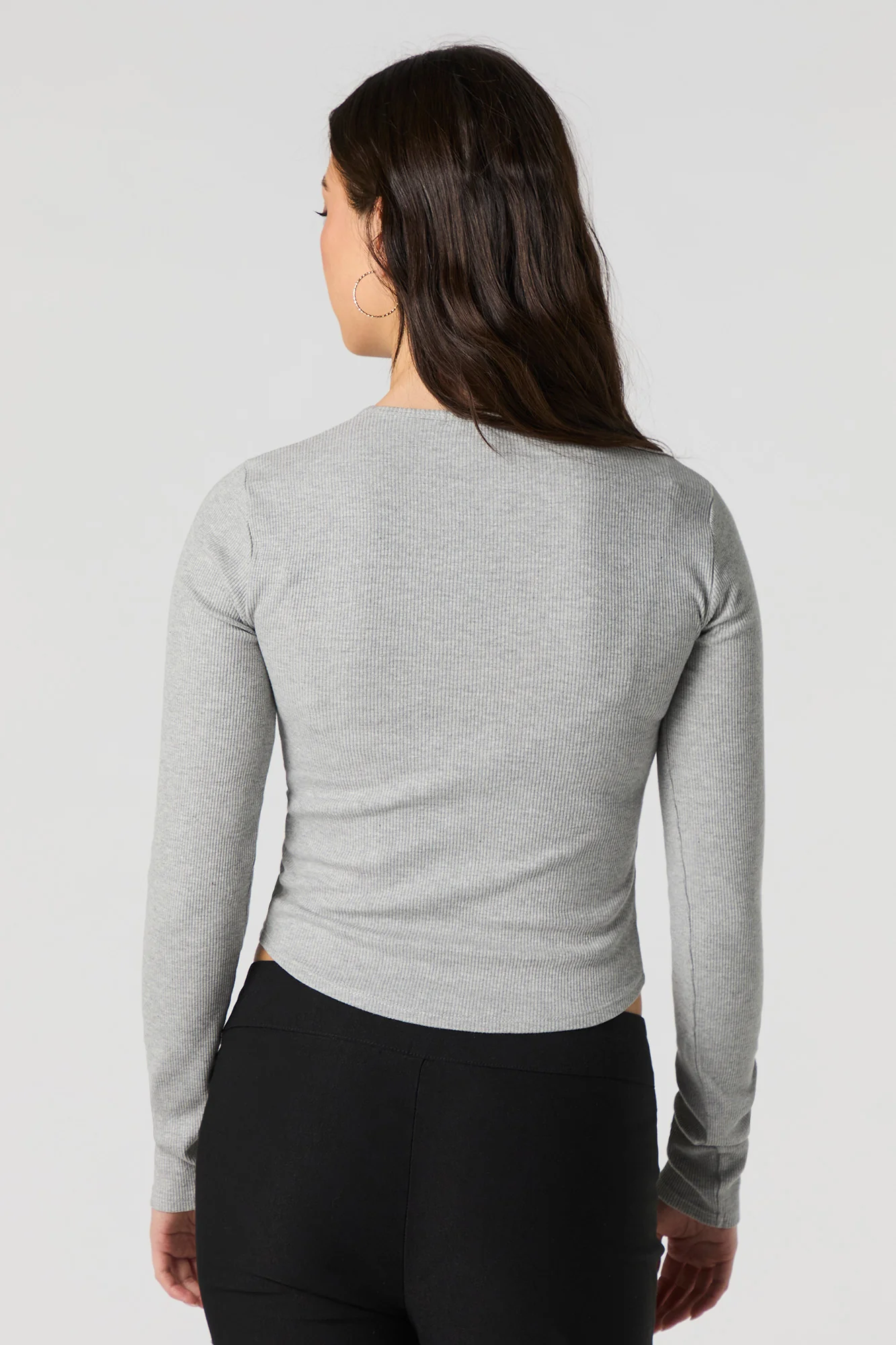 Ribbed Scoop Neck Long Sleeve Top - Image 8