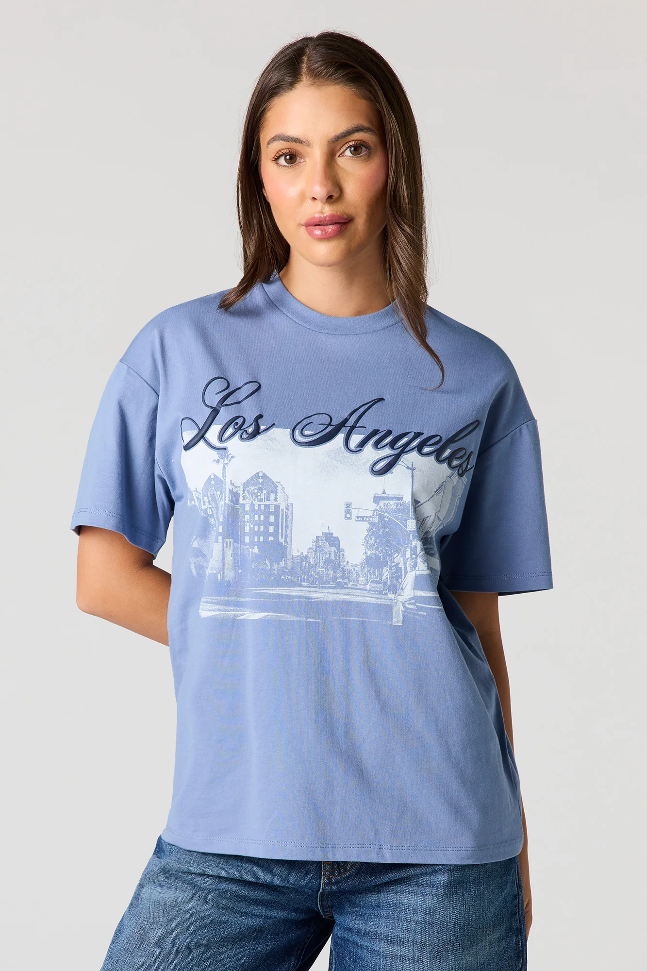 Luxe Heavy Cotton LA Graphic Boyfriend T-Shirt - Image 2