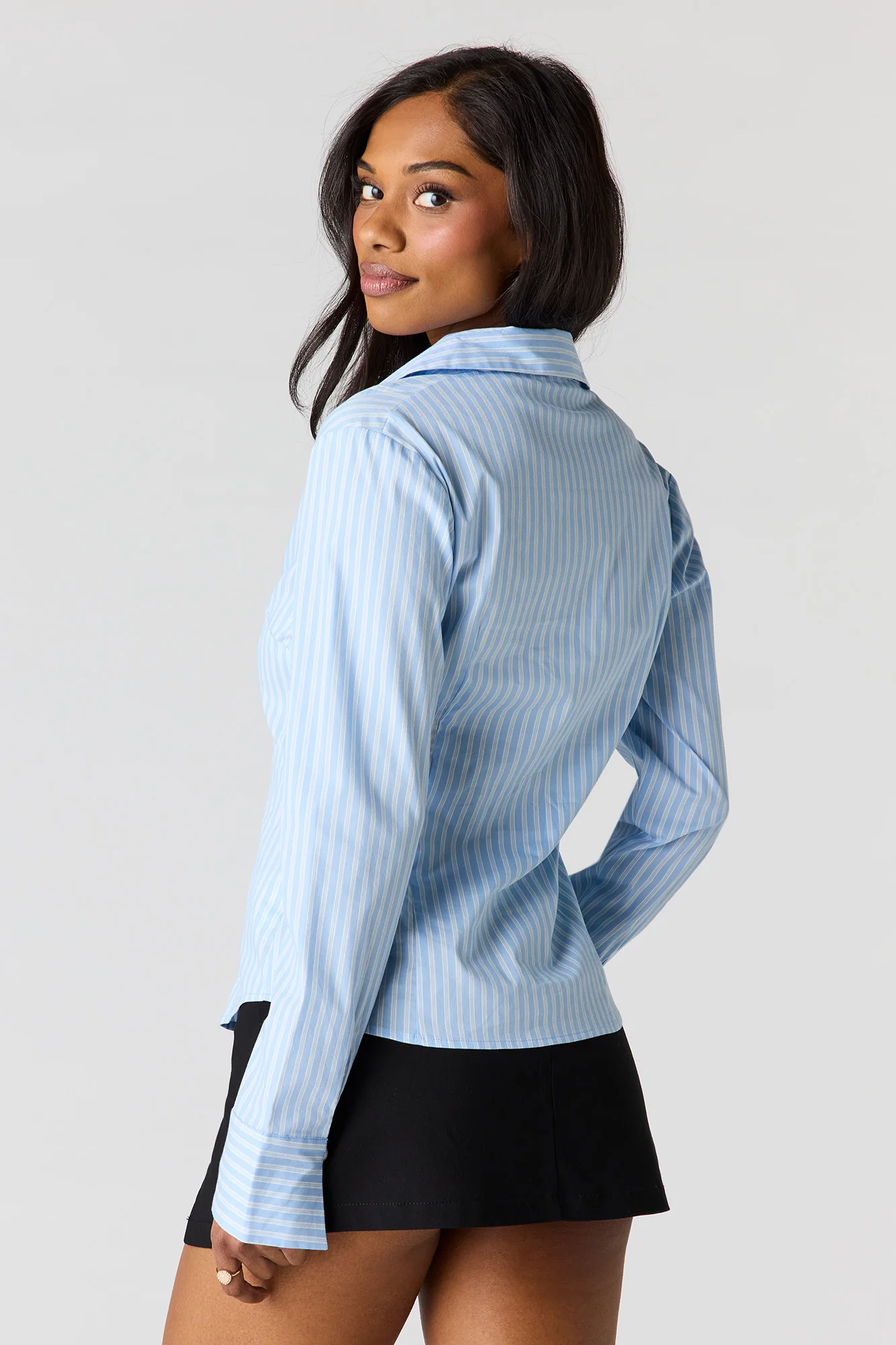 Slim Fit Long Sleeve Button-Up Top - Image 11