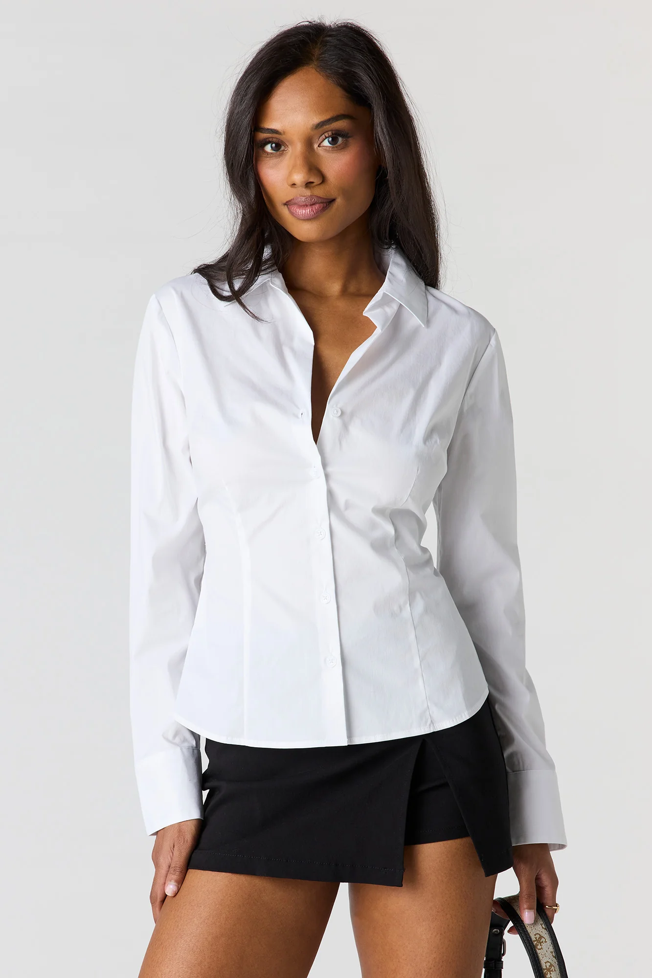 Slim Fit Long Sleeve Button-Up Top - Image 4