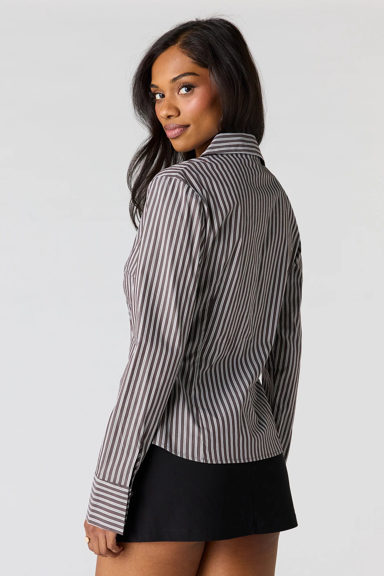 Slim Fit Long Sleeve Button-Up Top - Image 8