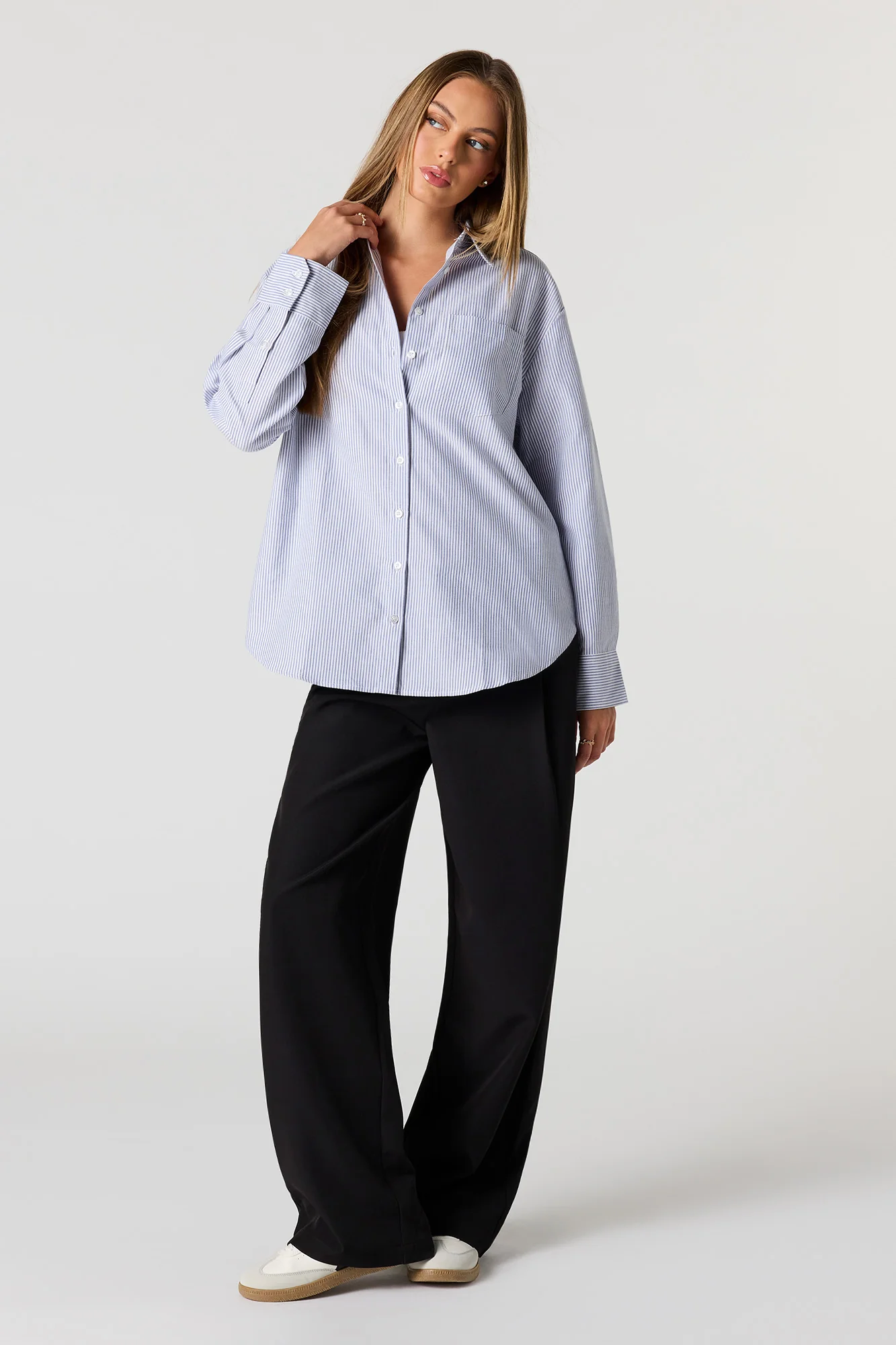 Oversized Button-Up Collared Top - Image 3