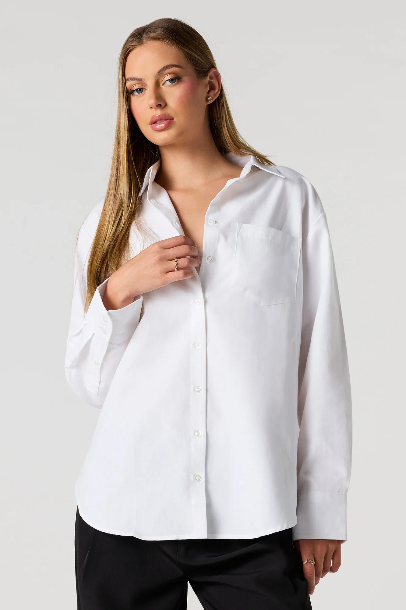 Oversized Button-Up Collared Top - Image 4