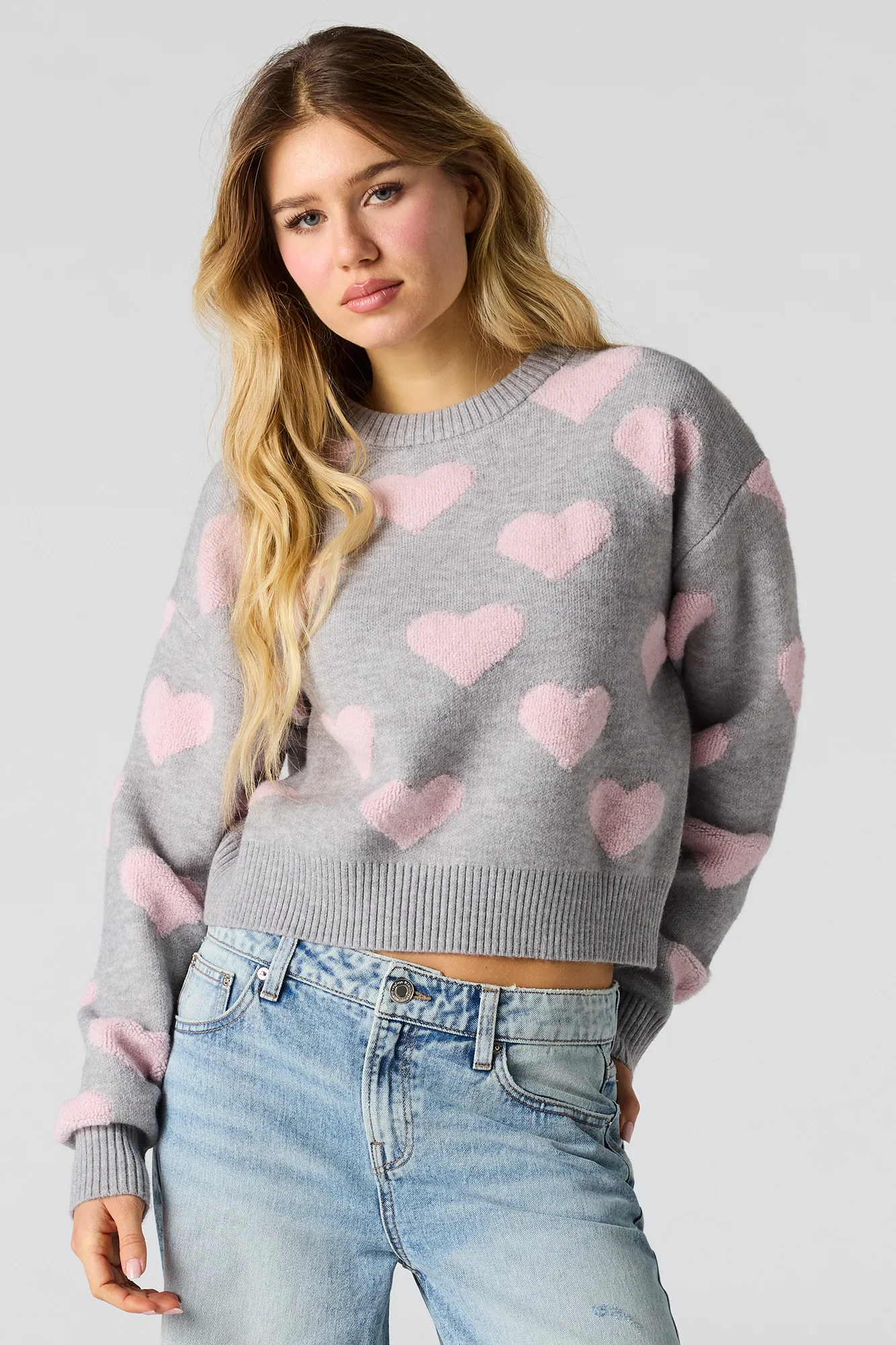 Heart Jacquard Knit Sweater - Image 4