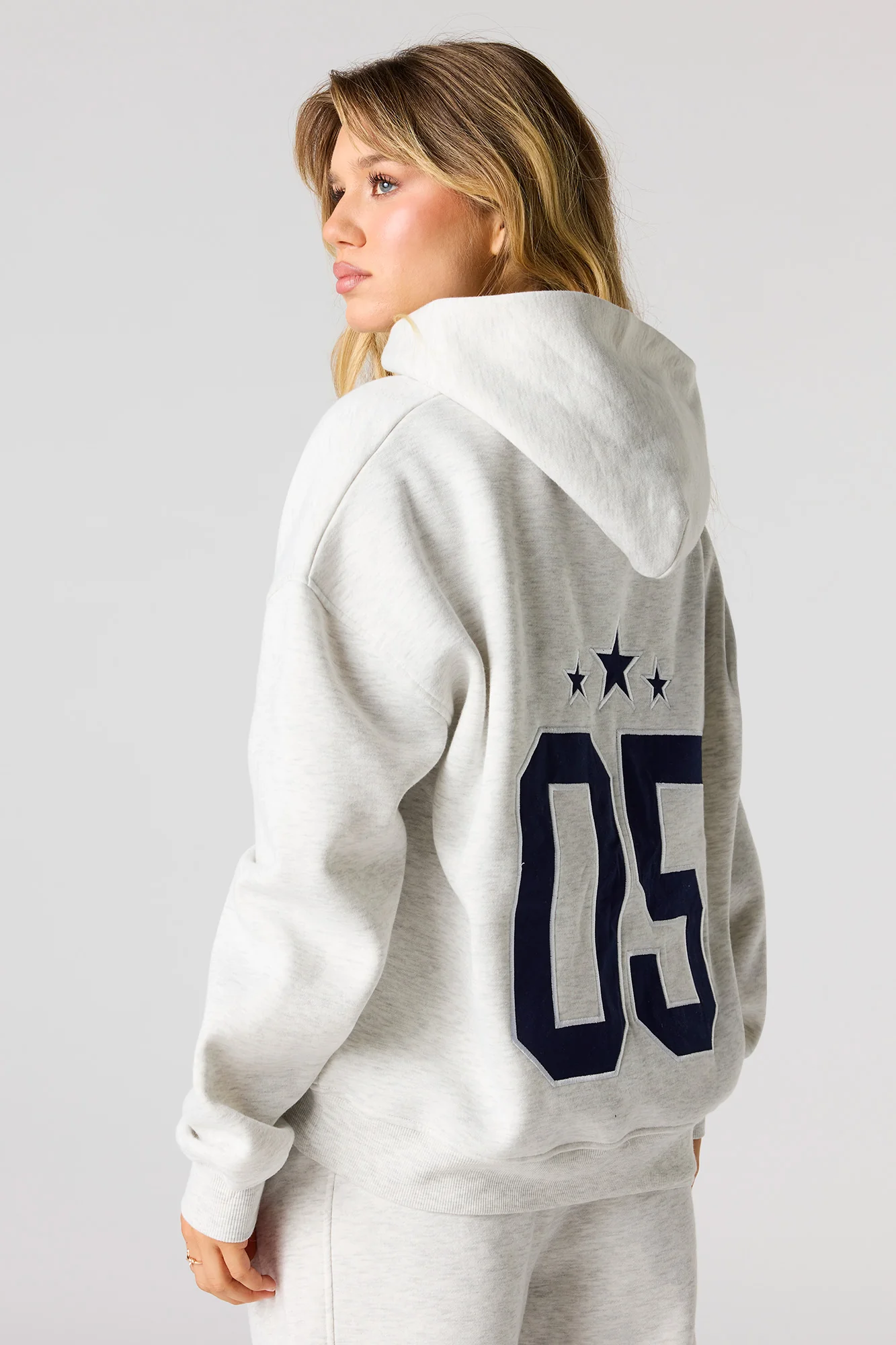 London Twill Embroidered Boxy Fleece Hoodie - Image 2