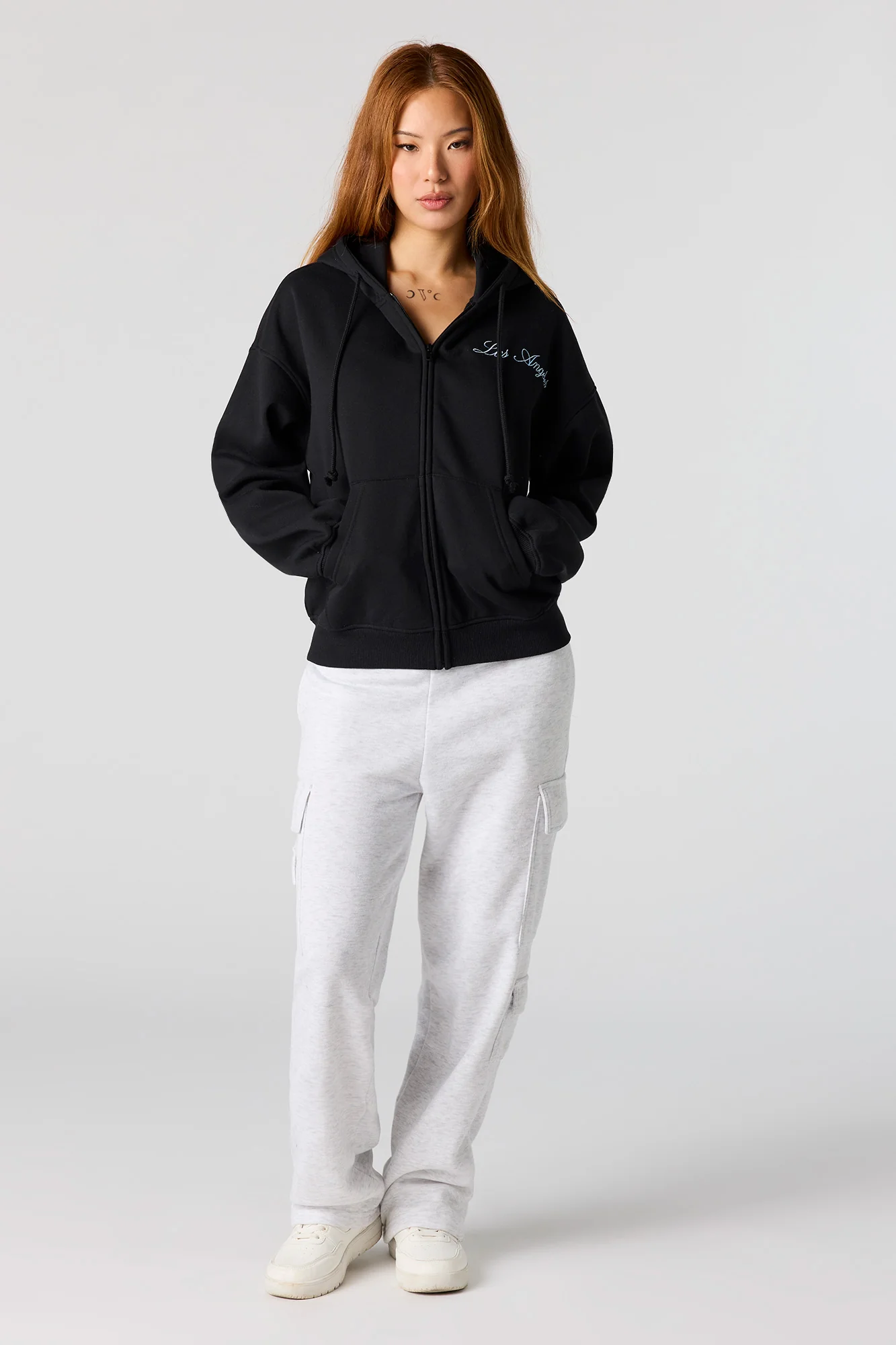 Embroidered Boxy Zip-Up Hoodie - Image 3