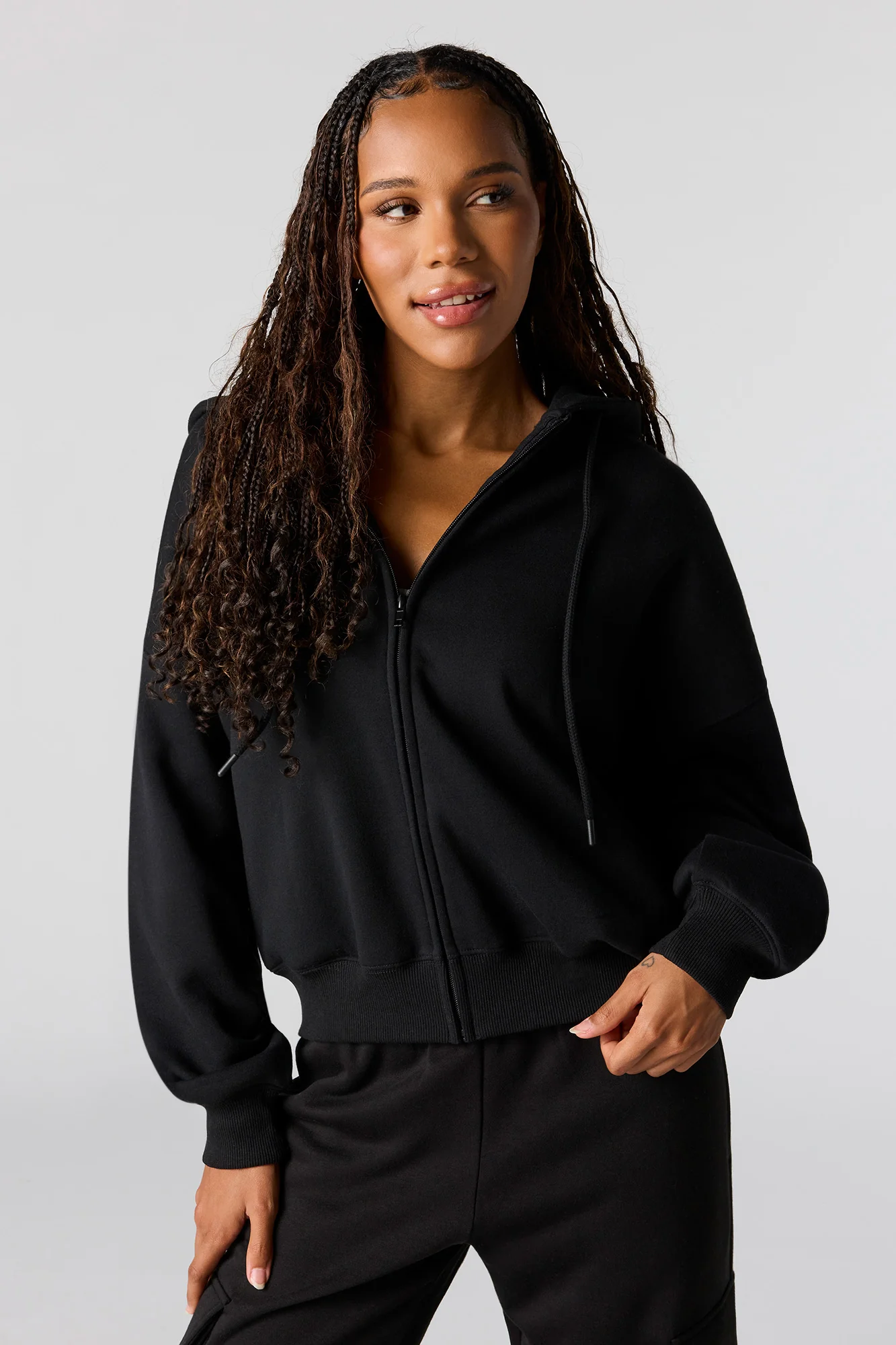 Zip-Up Boxy Fleece Hoodie - Image 15