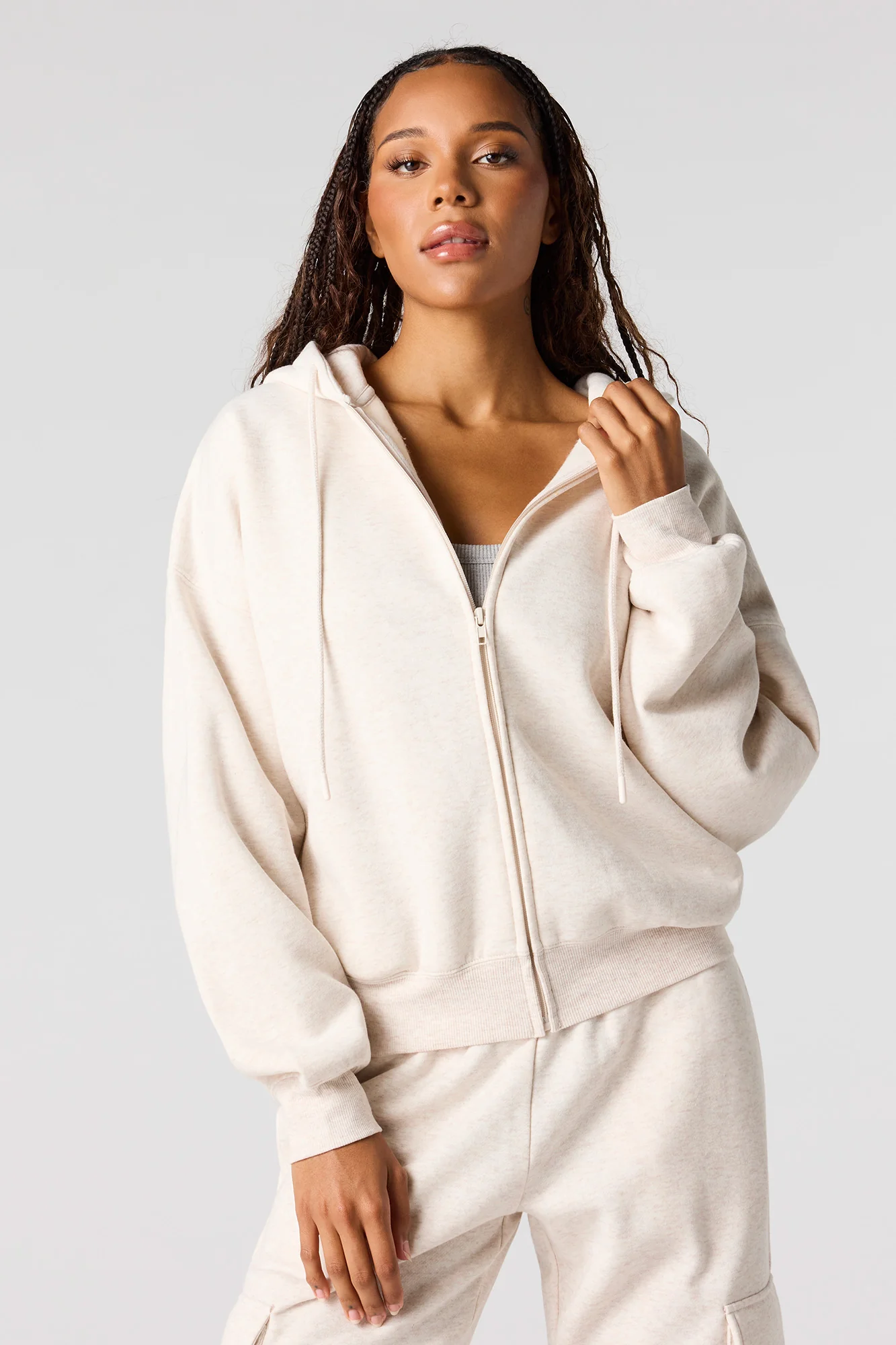 Zip-Up Boxy Fleece Hoodie - Image 4