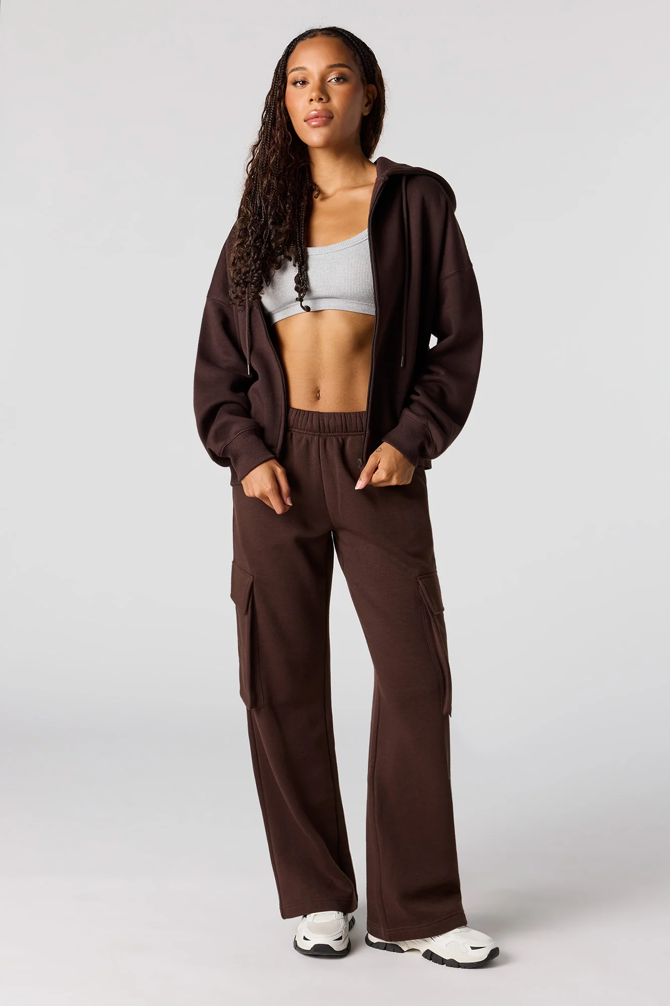 Zip-Up Boxy Fleece Hoodie - Image 9
