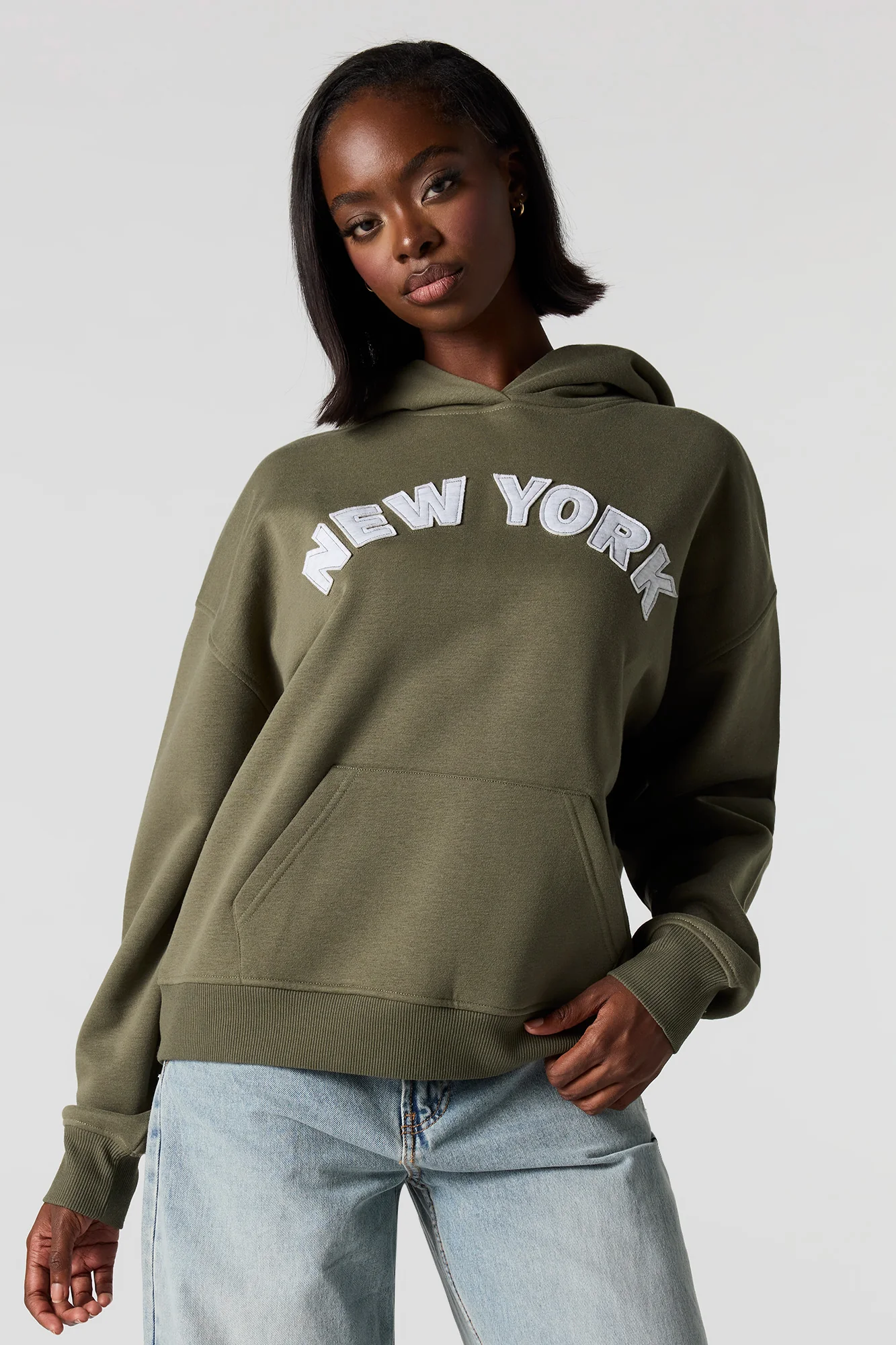 Patch Boxy Fleece Hoodie