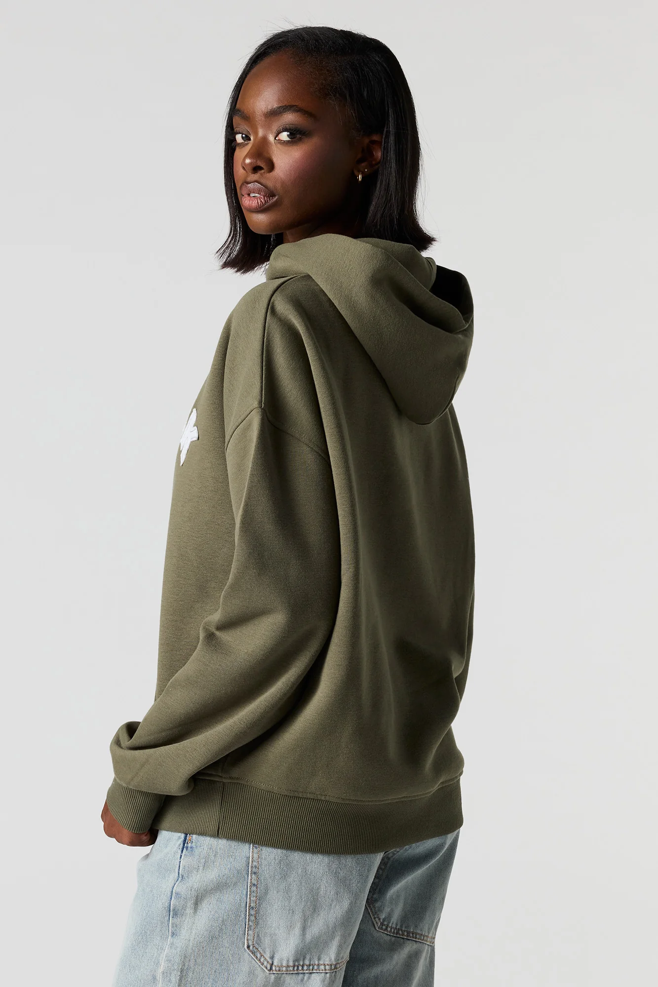 Patch Boxy Fleece Hoodie - Image 2