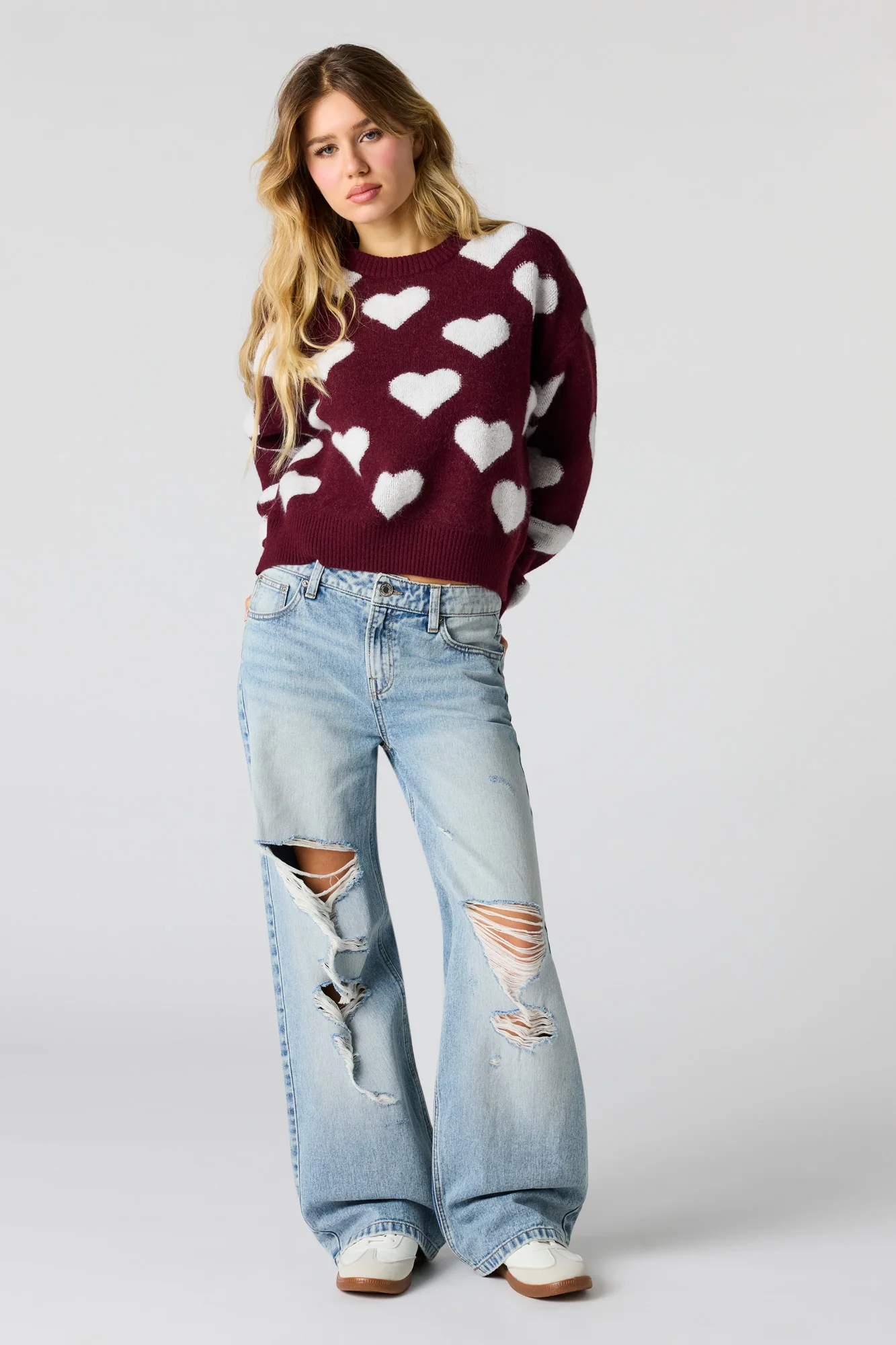 Ripped Low Rise Baggy Light Jean