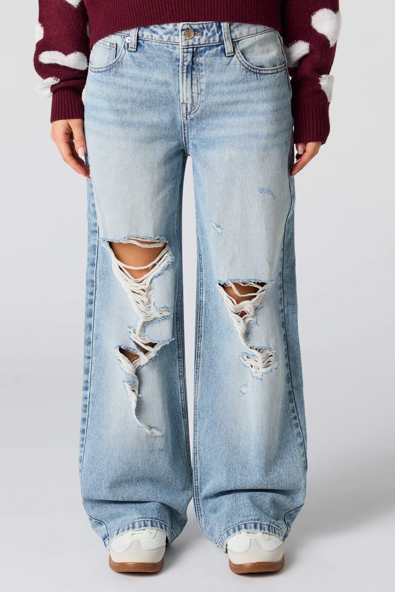 Ripped Low Rise Baggy Light Jean - Image 2