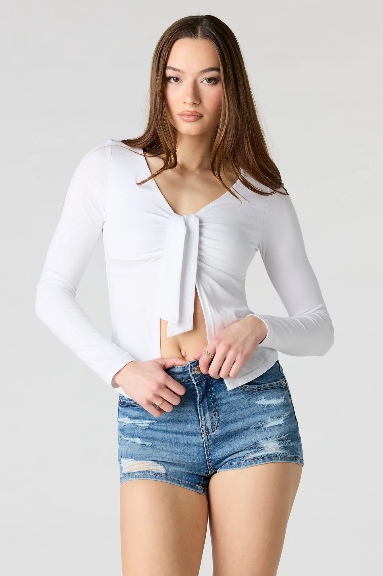 High Rise Ripped Denim Short