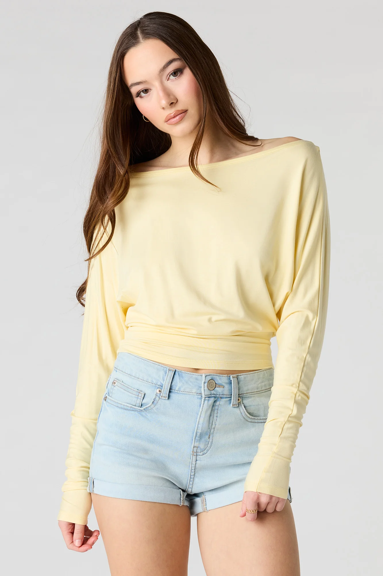 High Rise Light Denim Short