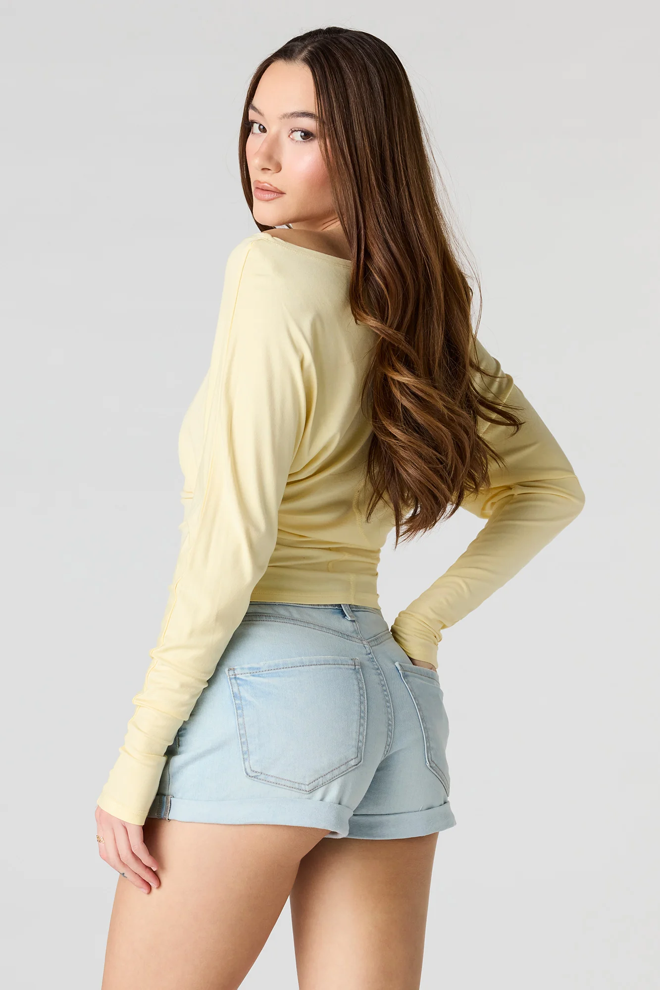 High Rise Light Denim Short - Image 2